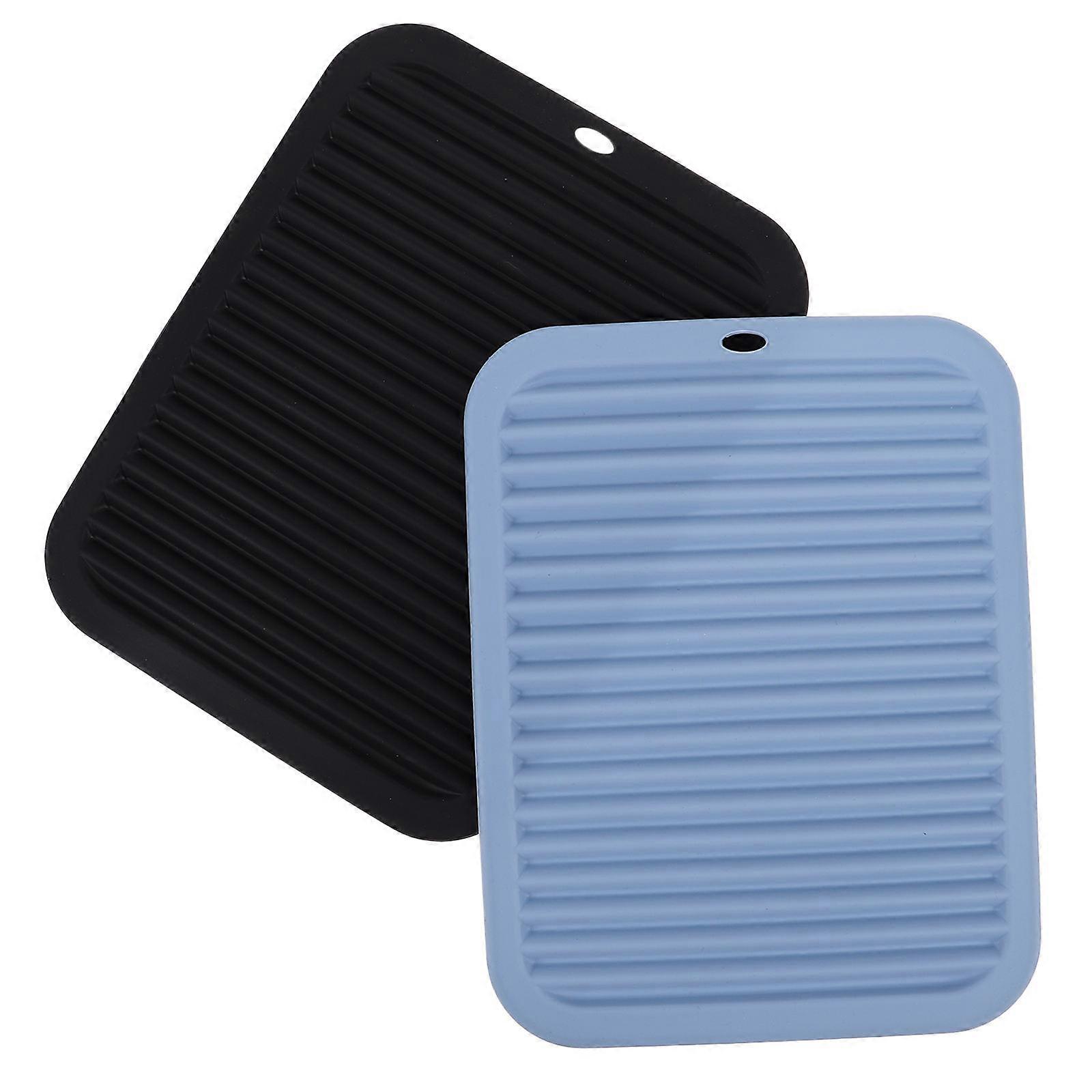 Silicone Trivets For Hot Dishes Heat Protection Mat Hair Styling Tools Rectangular Design 2Pcs