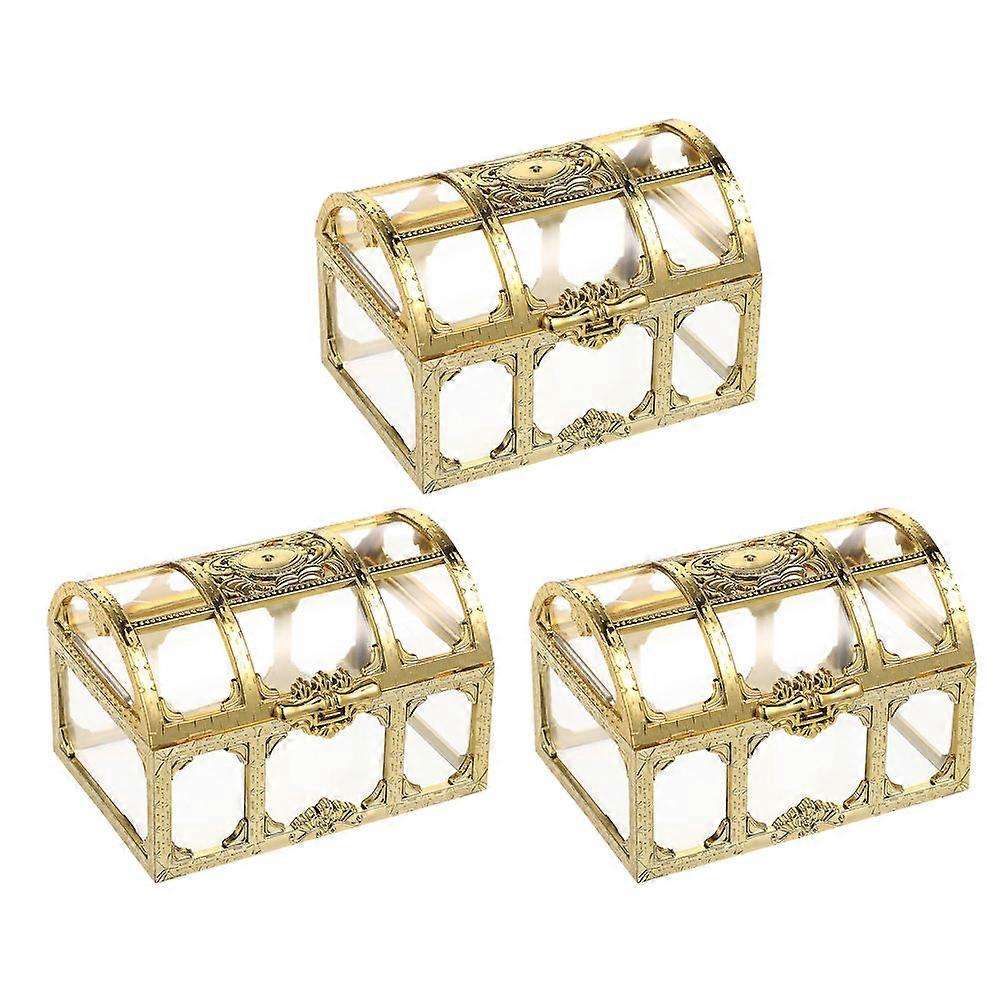 Transparent Plastic Box 3Pcs Golden Pirate Box with Ample Storage for Storage Use