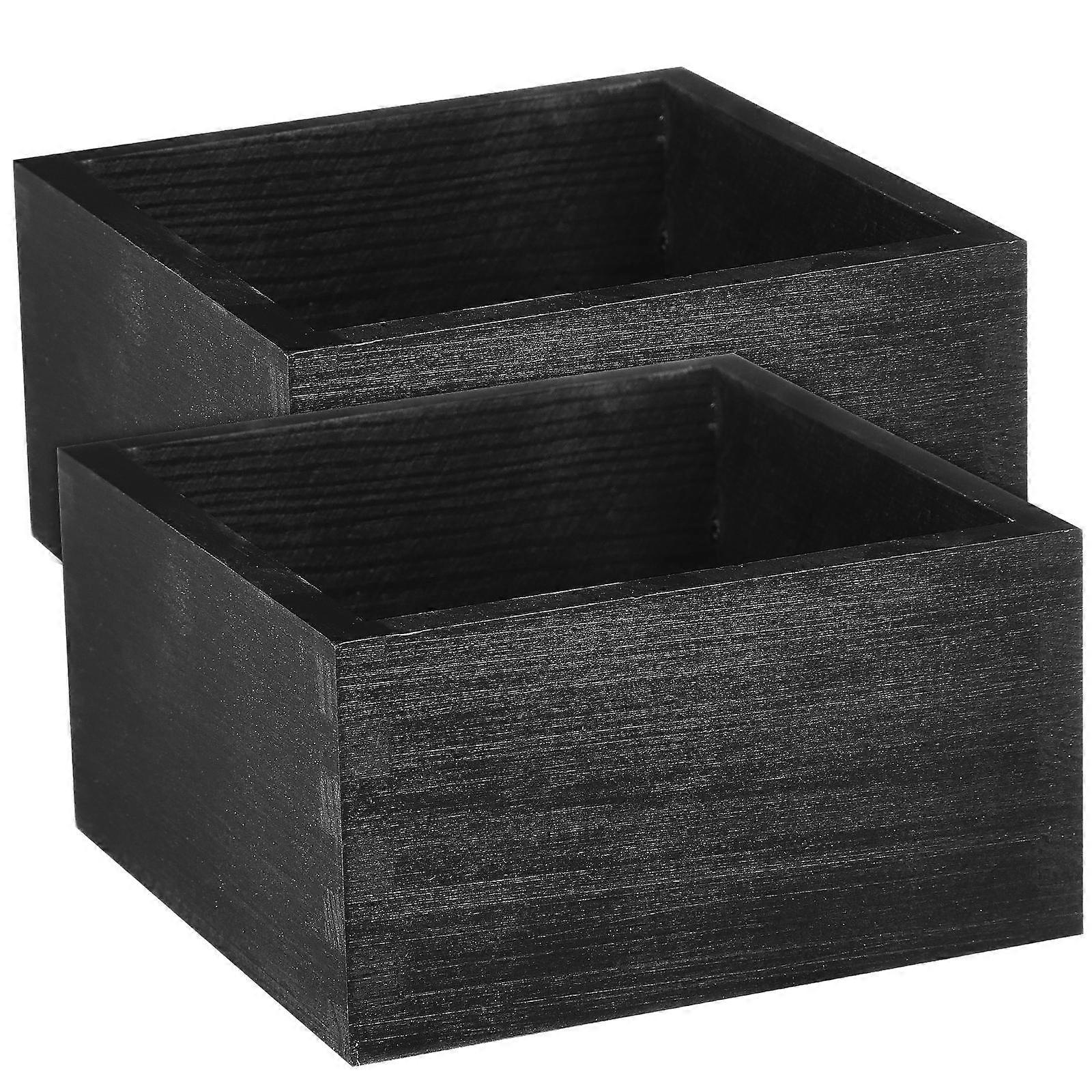 Solid Wood Small Planter Boxes for Succulents and Desktop Storage, Rustic Hardwood Containers with Smooth Finish, Multipurpose Organizers for Indoor