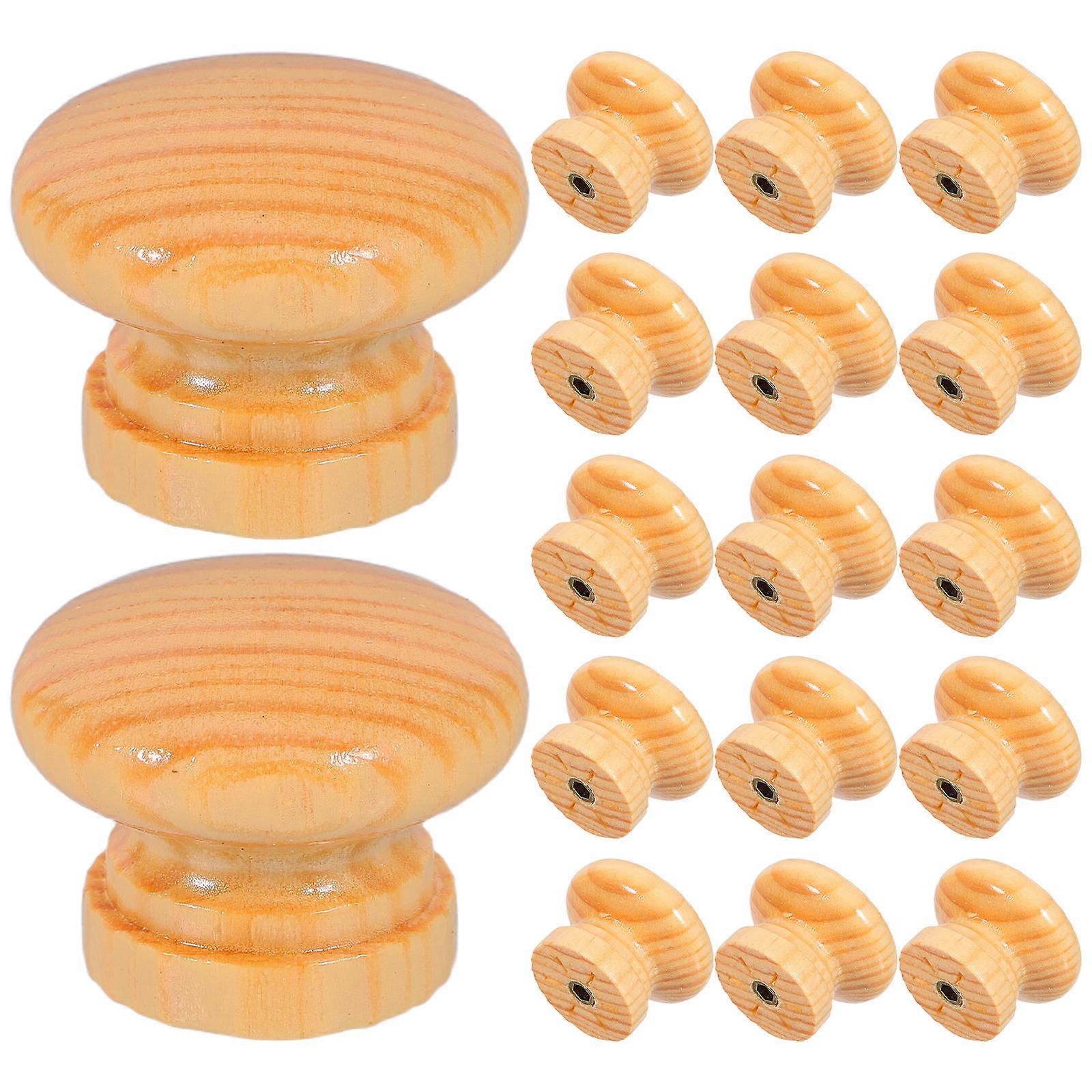 Kitchen Cabinet Door Knobs Single Hole Round Wooden Handles Replacement Drawer Pulls For Dresser Wardrobe Kitchen Cabinets 20Set