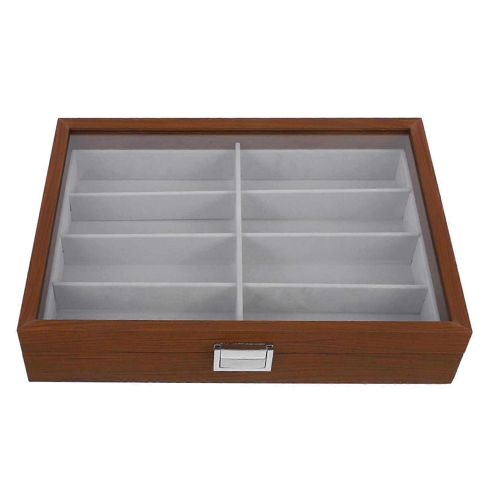 Sunglasses Organizer Eyeglass Storage Box Home Use Rectangular Wooden Protection 1Pack