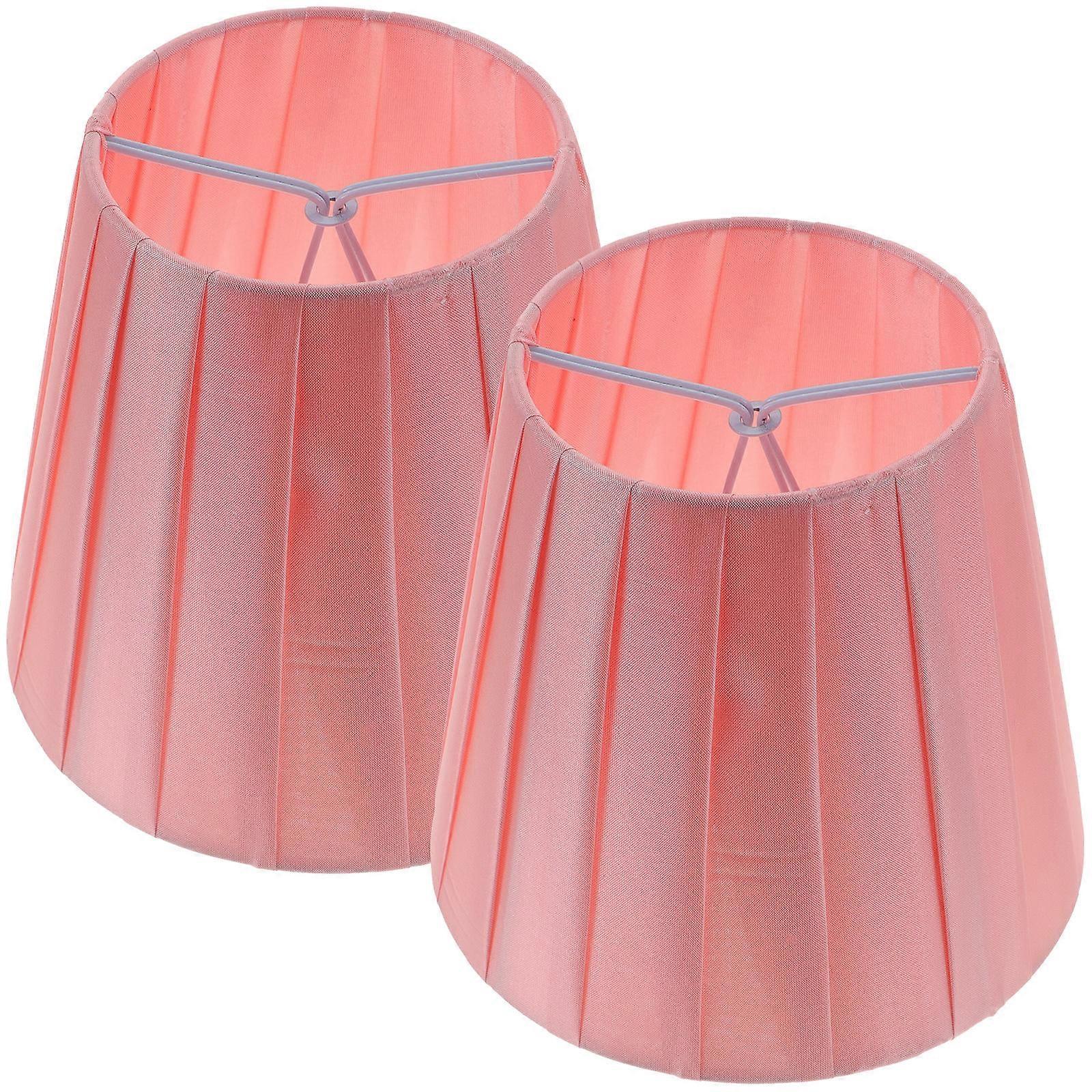Fabric-Wrapped Lampshade Cloth Lamp Shade Bedside Lamp Shade Pink 14.00X14.00X13.00CM Light Diffusion 2Pcs