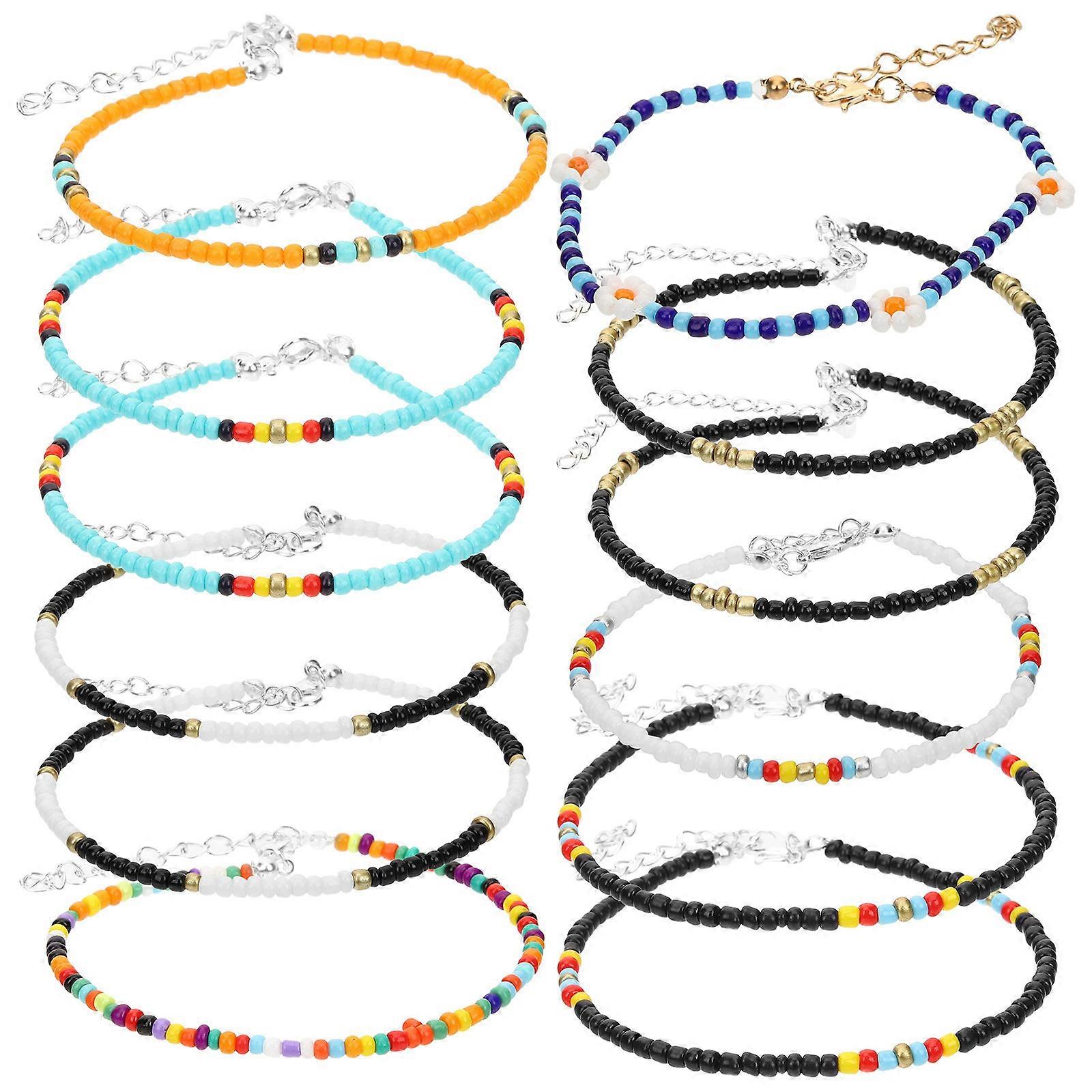 Here's a refined and engaging product description based on your input:

 

**12pcs Colorful Beaded Anklet Set for Women – Bohemian Foot Chain