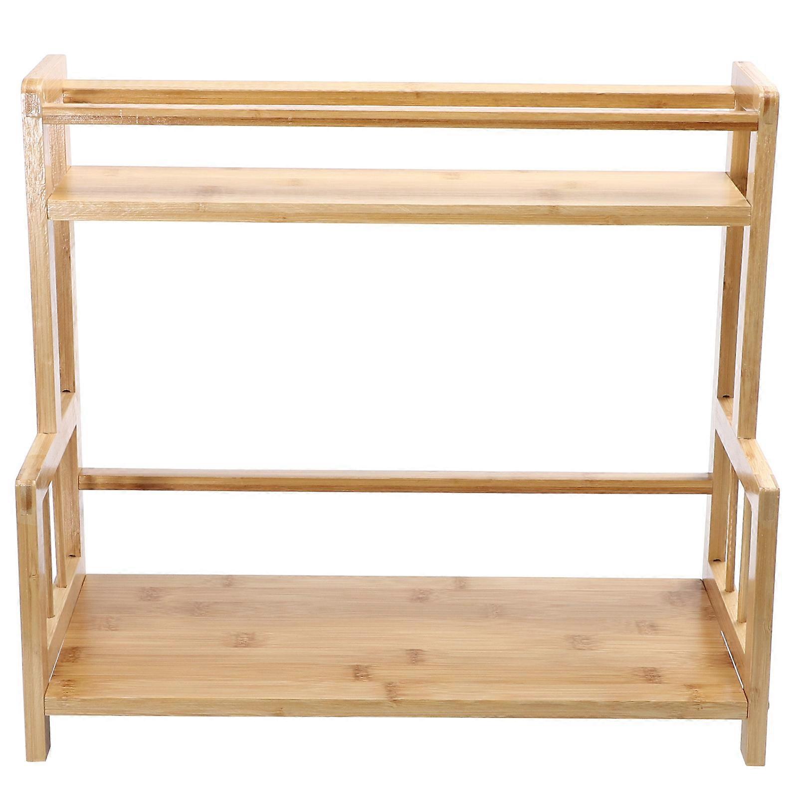Spice Jar Rack 2-Tier Storage Organizer Space-Saving Kitchen Gadget 41.7x37cm Khaki 1Set