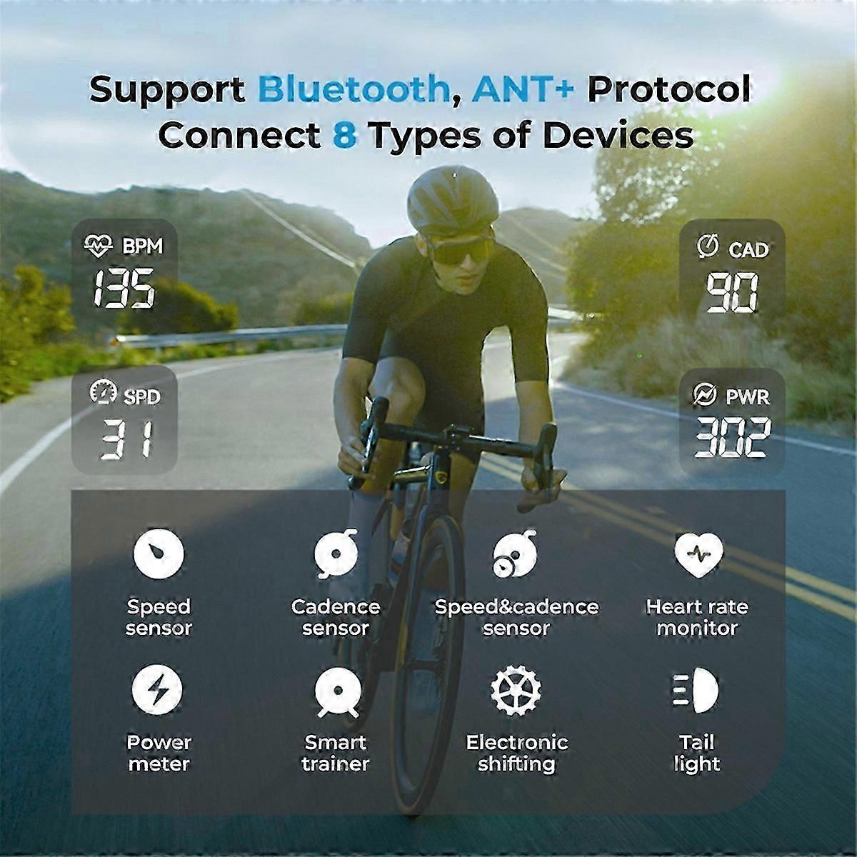 CC600 Smart Navigation Odometer Wireless Bicycle Speedometer Automatic WIFI ANT+ Bike Computer