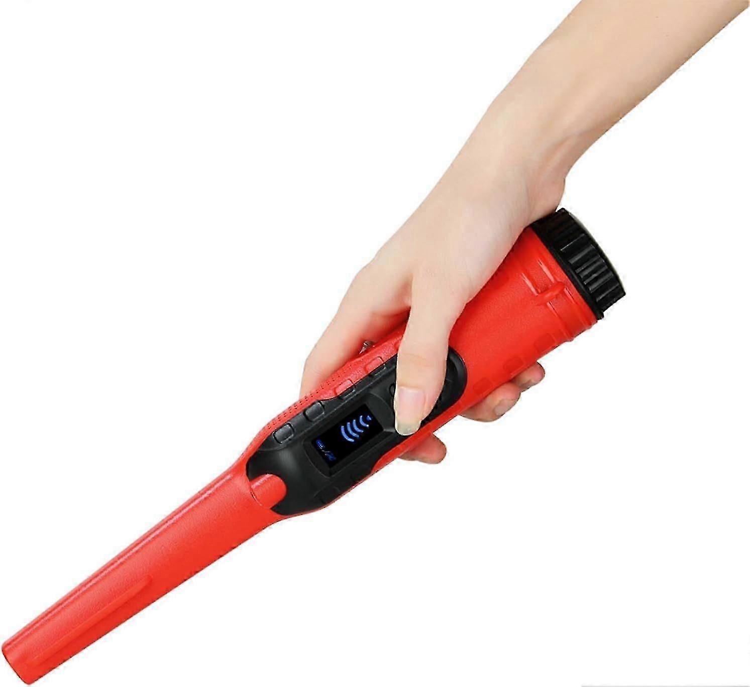 Metal Detector - LED display, waterproof handheld needle, vibration and sound detection-red