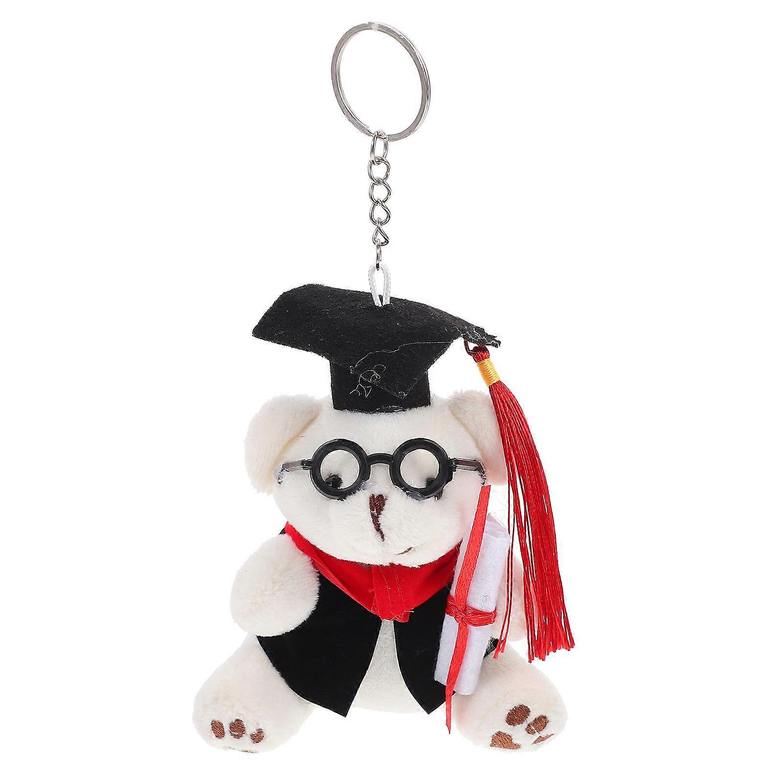 Keyring for Graduation Plush Fluffy Bear Shape Appearance Graduates 12.00X9.00X7.00CM Attach to Backpacks 1Set