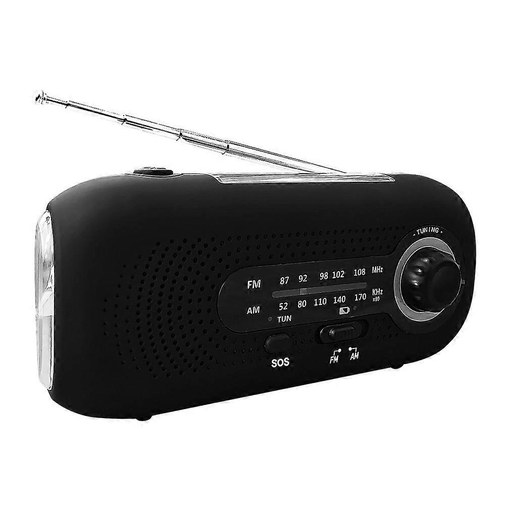 Emergency radio with solar panels and crank 2000mAh portable AM/FM radio/black