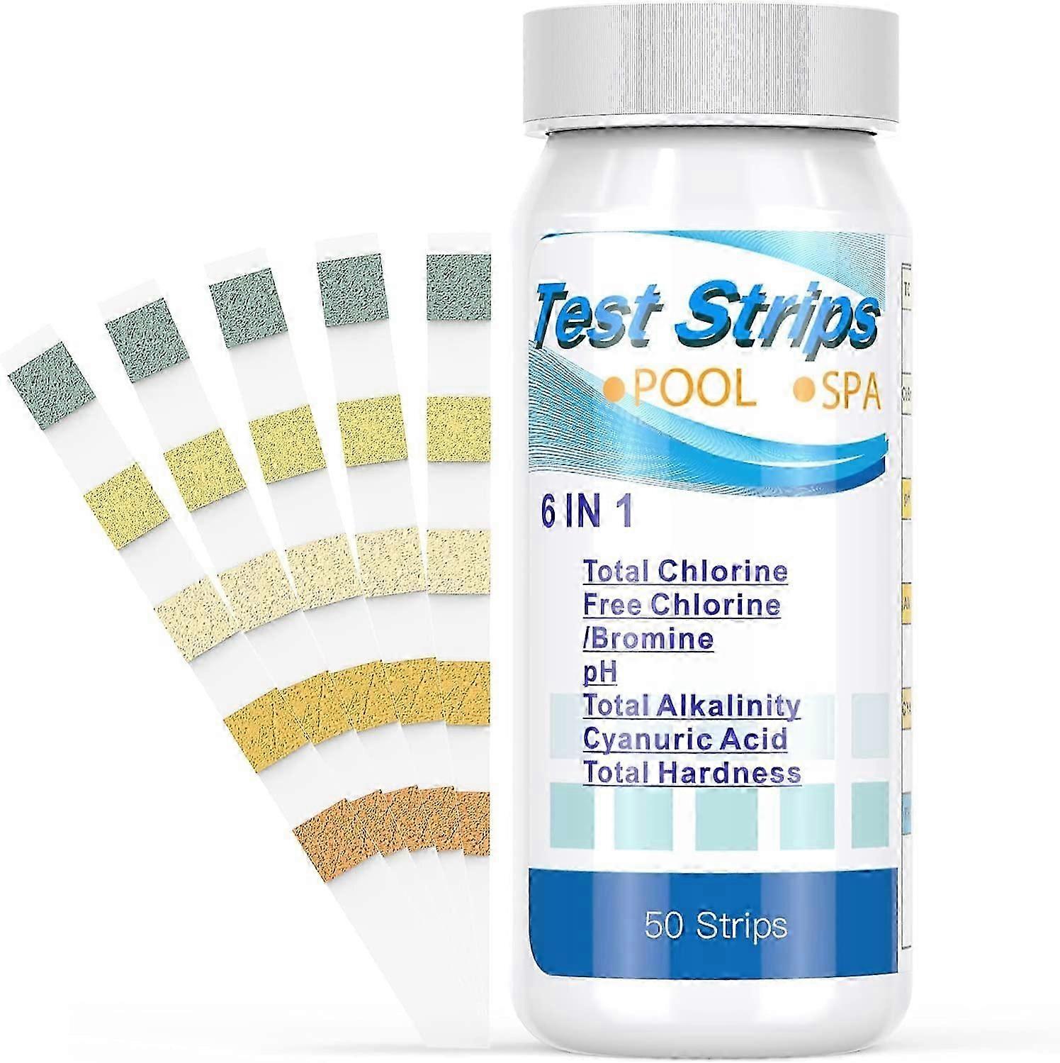Pool and Spa Test Strips, 6 in 1 Water Quality Test , General Chemistry Tester 50 Pcs