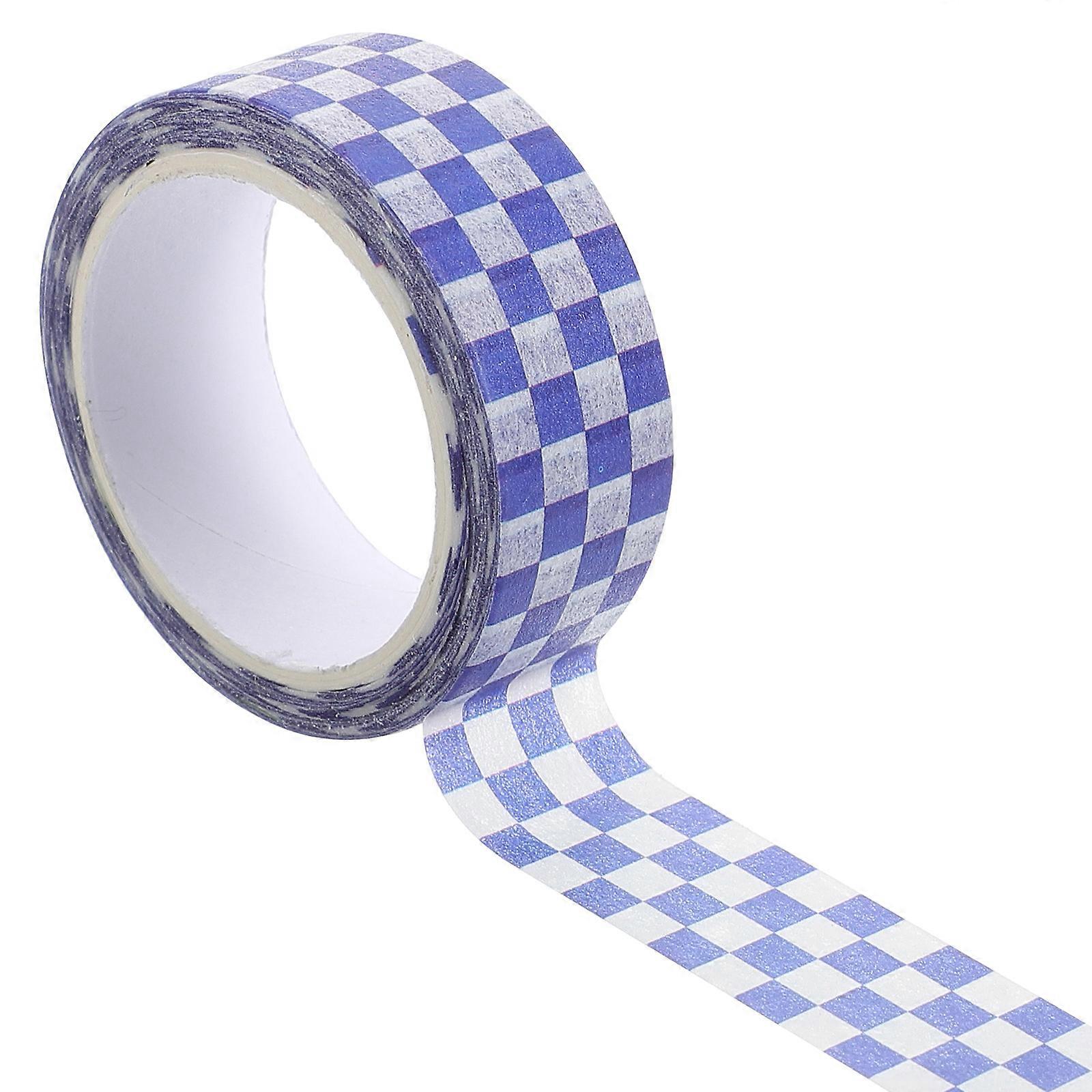 Checkered Flag Blue White Washi Tape for DIY Scrapbooking Crafts Journaling   Easy Apply Decorative Adhesive Tape for Creative Projects