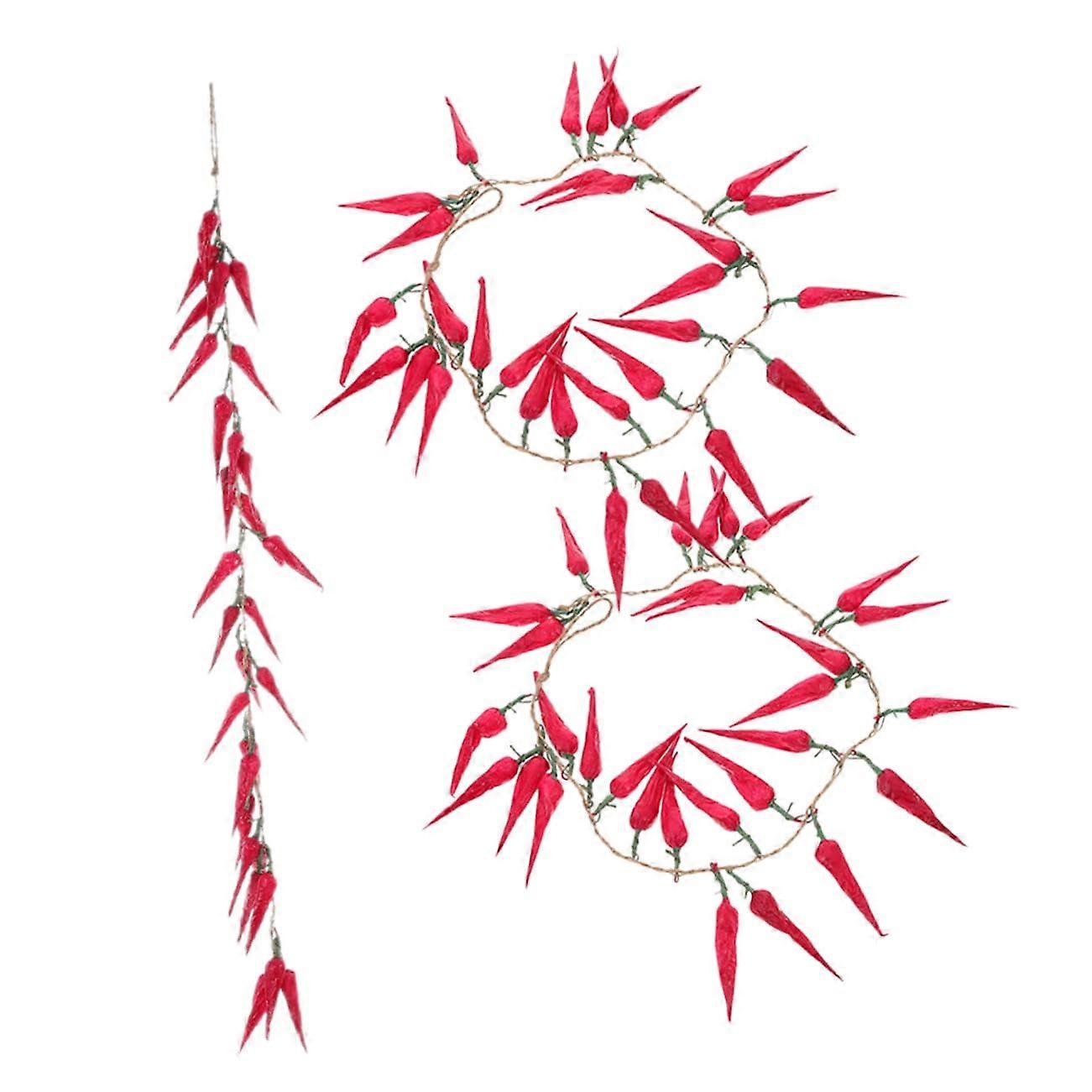 Realistic Artificial Chilli Pepper String 3 Pack Hanging Decoration For Kitchen Red Pepper Garland