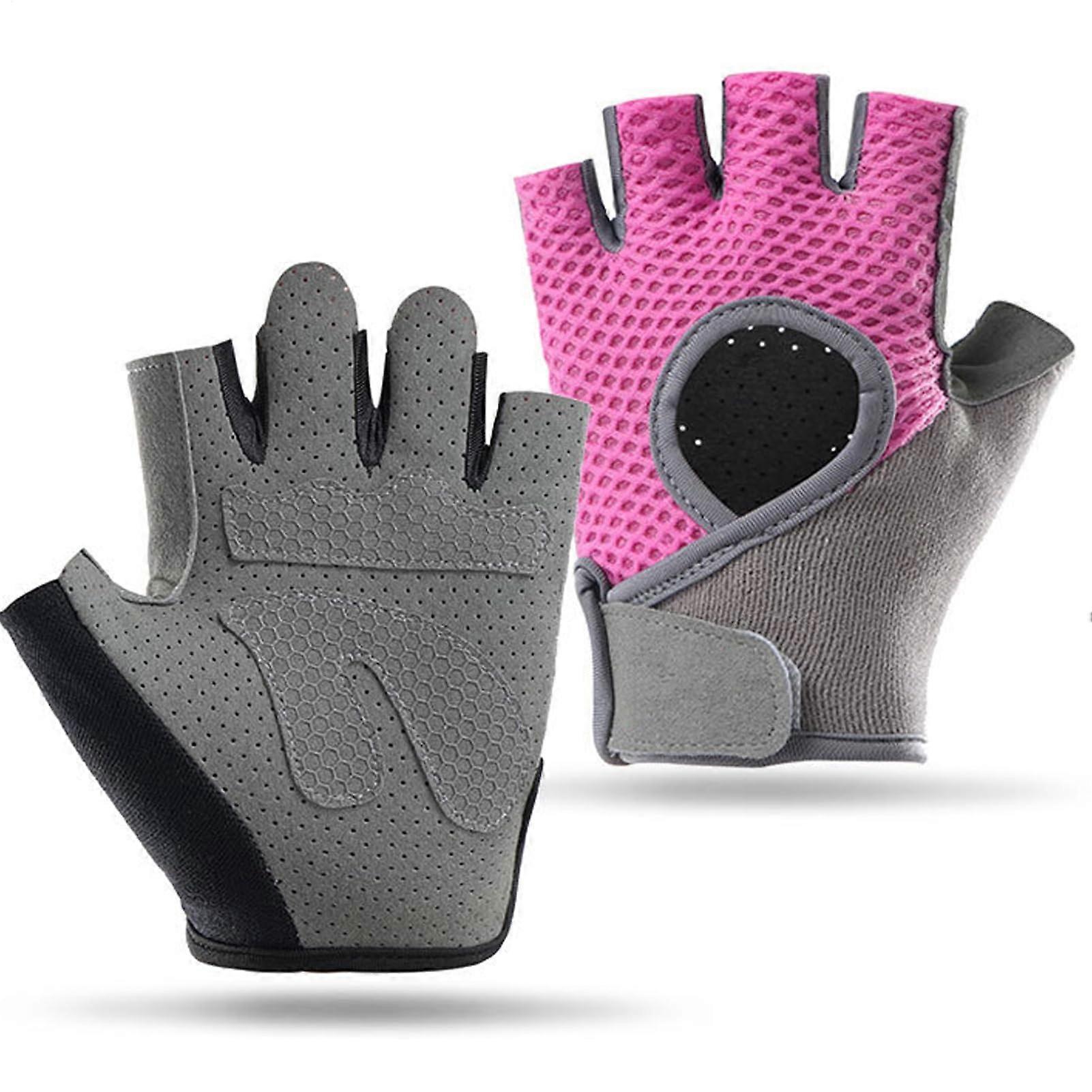 Fitness gloves for weightlifting, gym, nonslip protectors, pink, one size.