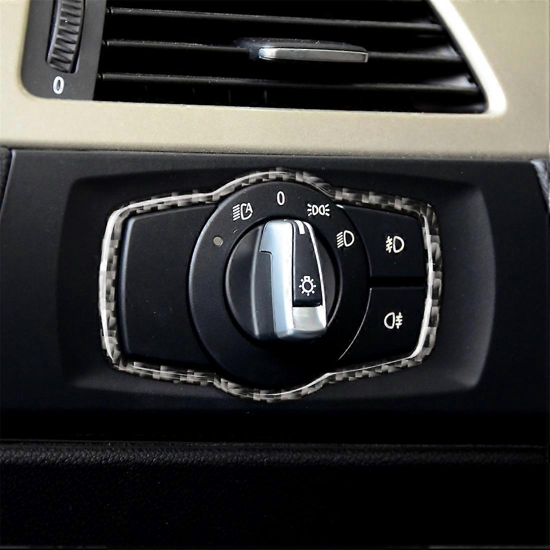 Carbon Fiber Car Headlight Switch Decorative Sticker for BMW E90 / E92 / E93 2005-2012 / 320i / 325i, Thin Version