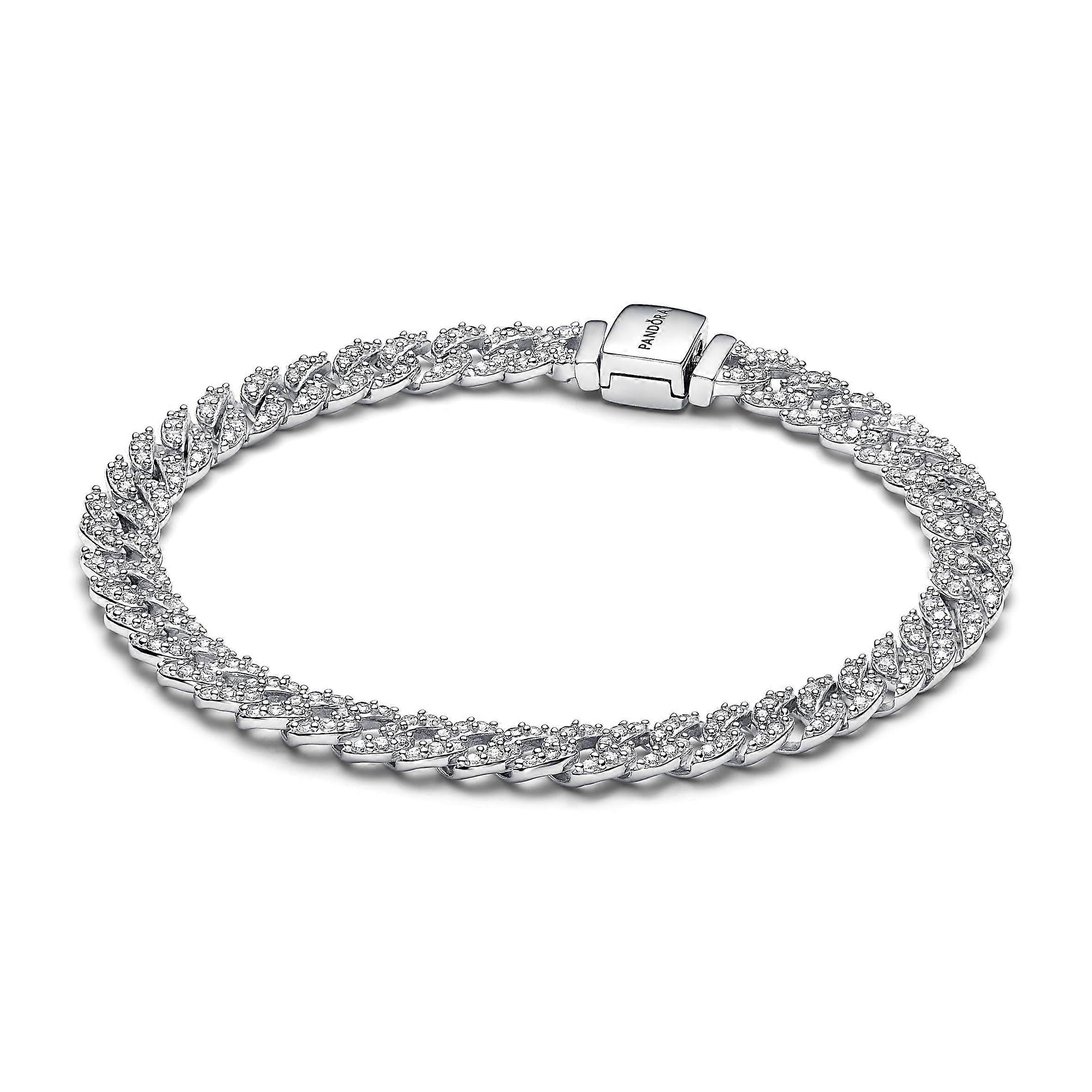 Timeless Pav Bracelet, Sterling Silver, with Clear Cubic Zirconia, 20cm
