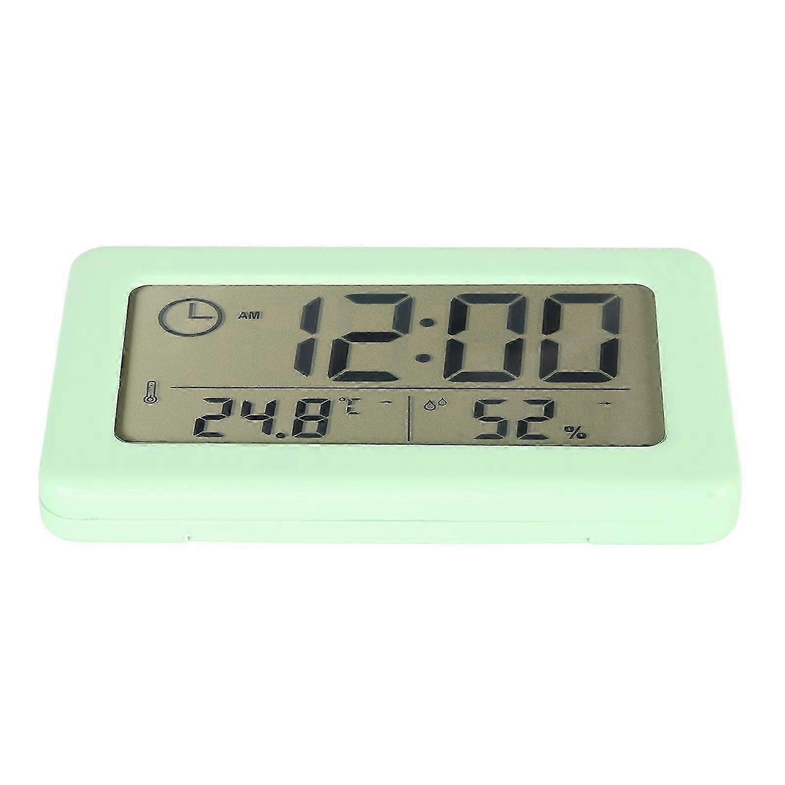 Multifunctional LCD Digital Clock with Quiet Night Light and Sensing Feature for Home Bedroom Green