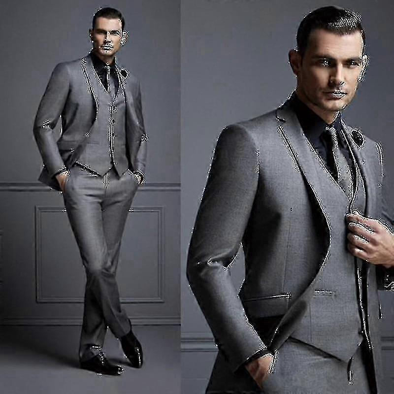 Stylish Handsome Groom Tuxedo Jacket Vest Pants