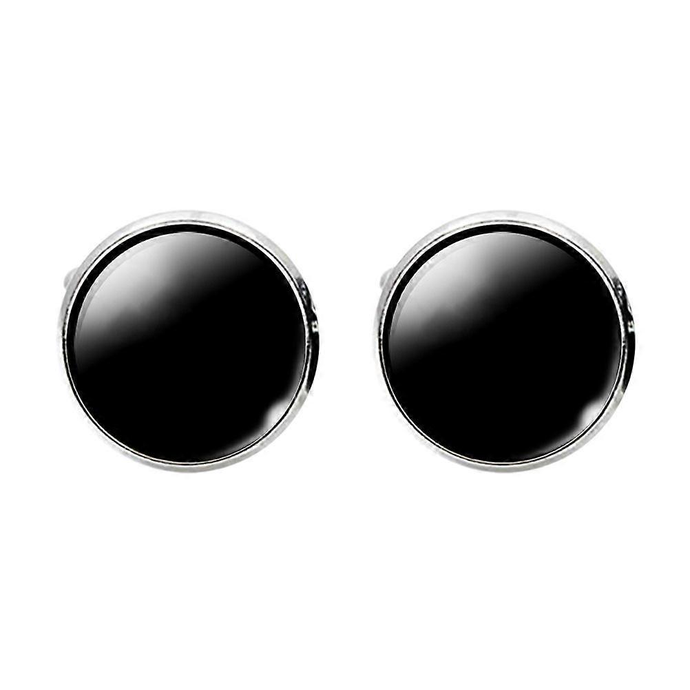 Glass Cuff-Link Sleeve Button Round English Letter Sleeve Button All-Match Decorative Collar Sleeves Button for Man (G Letter Pattern)