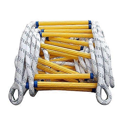 Fire Escape Ladder, 12m Portable Rescue Rope Ladder with Hooks, Durable 16mm Resin Material for Emergency Situations