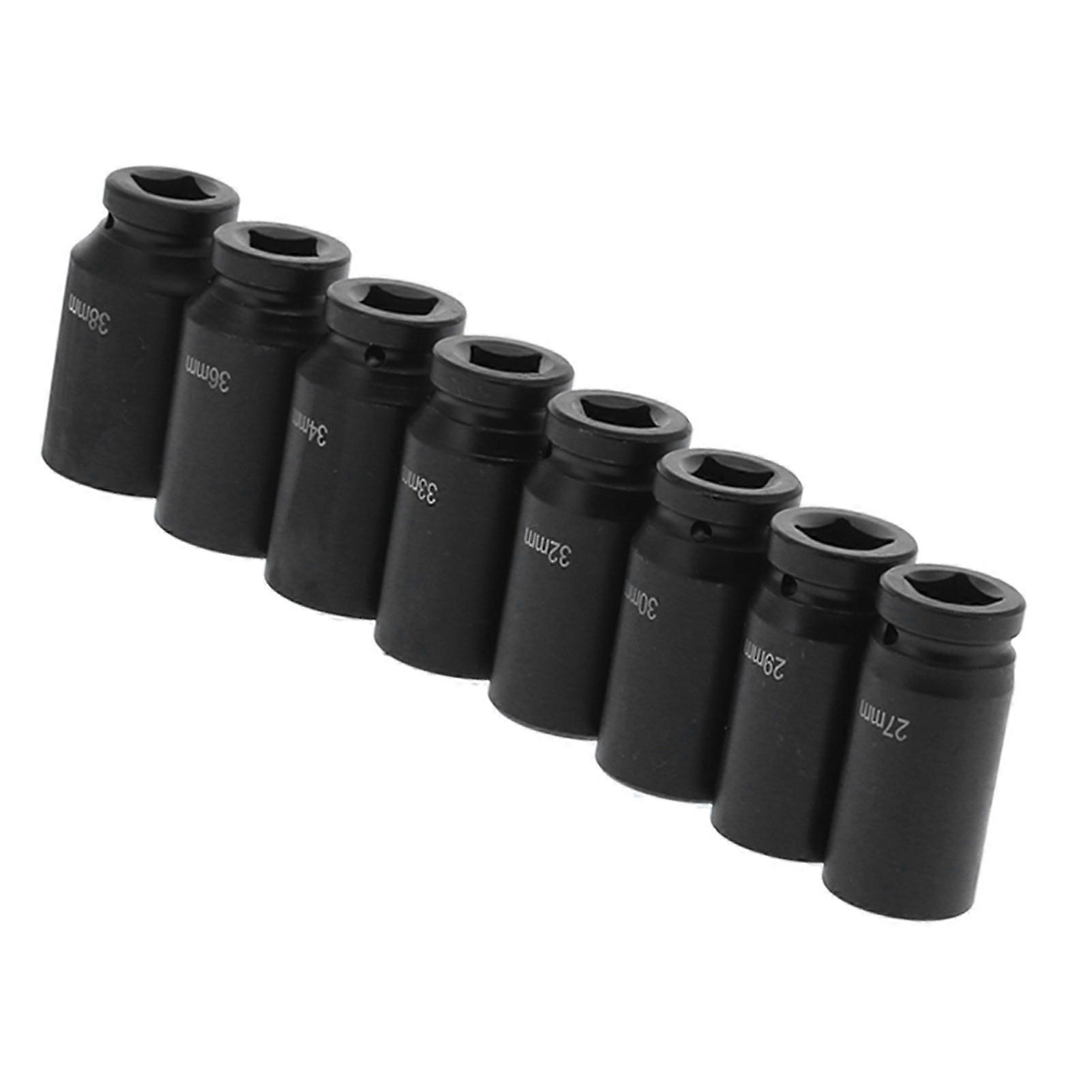 9pcs Deep 6‑Point Impact Wrench Socket Kit High Torsion Portable Auto Car Hand Tool