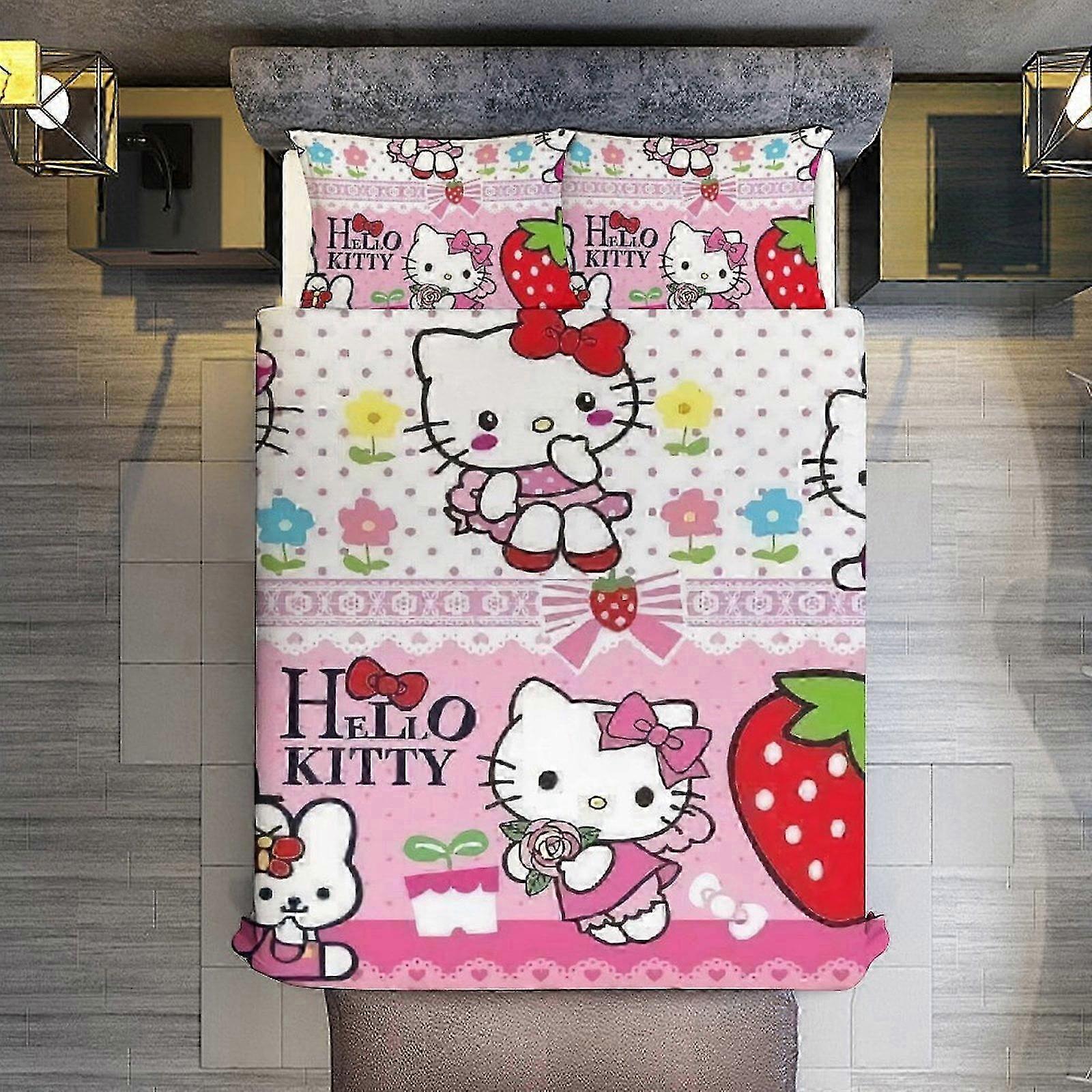 Parure de lit JP648 Fraise 3 Pièces Housse de couette Ensemble Microfibre super douce résistante à la décoloration 1 housse avec fermeture éclair et 2 taies d’oreiller S