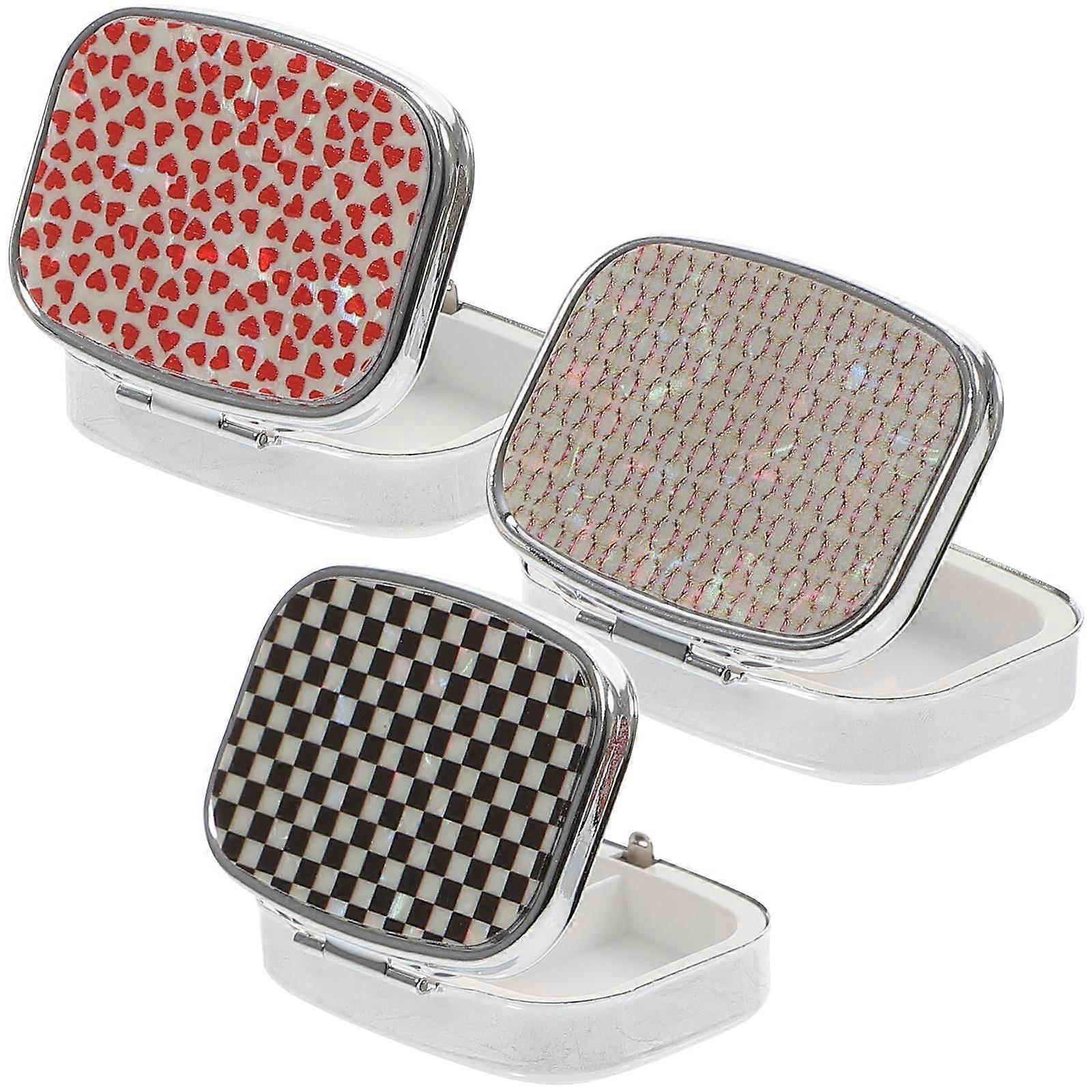Small Metal Pill Case Medicine Storage Travel Use 3Set Compact Design Assorted Color Prevent Damp Pills