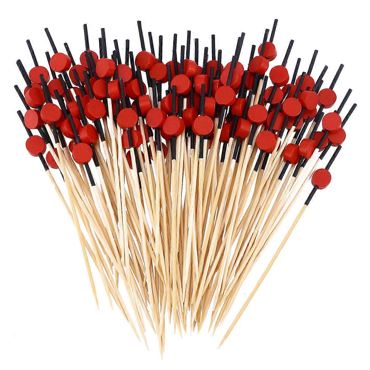 Cocktailpicks For Appetizers Bartenders Tool Flat Beads Picks Bamboo Material 12 Cm 100 Pcs