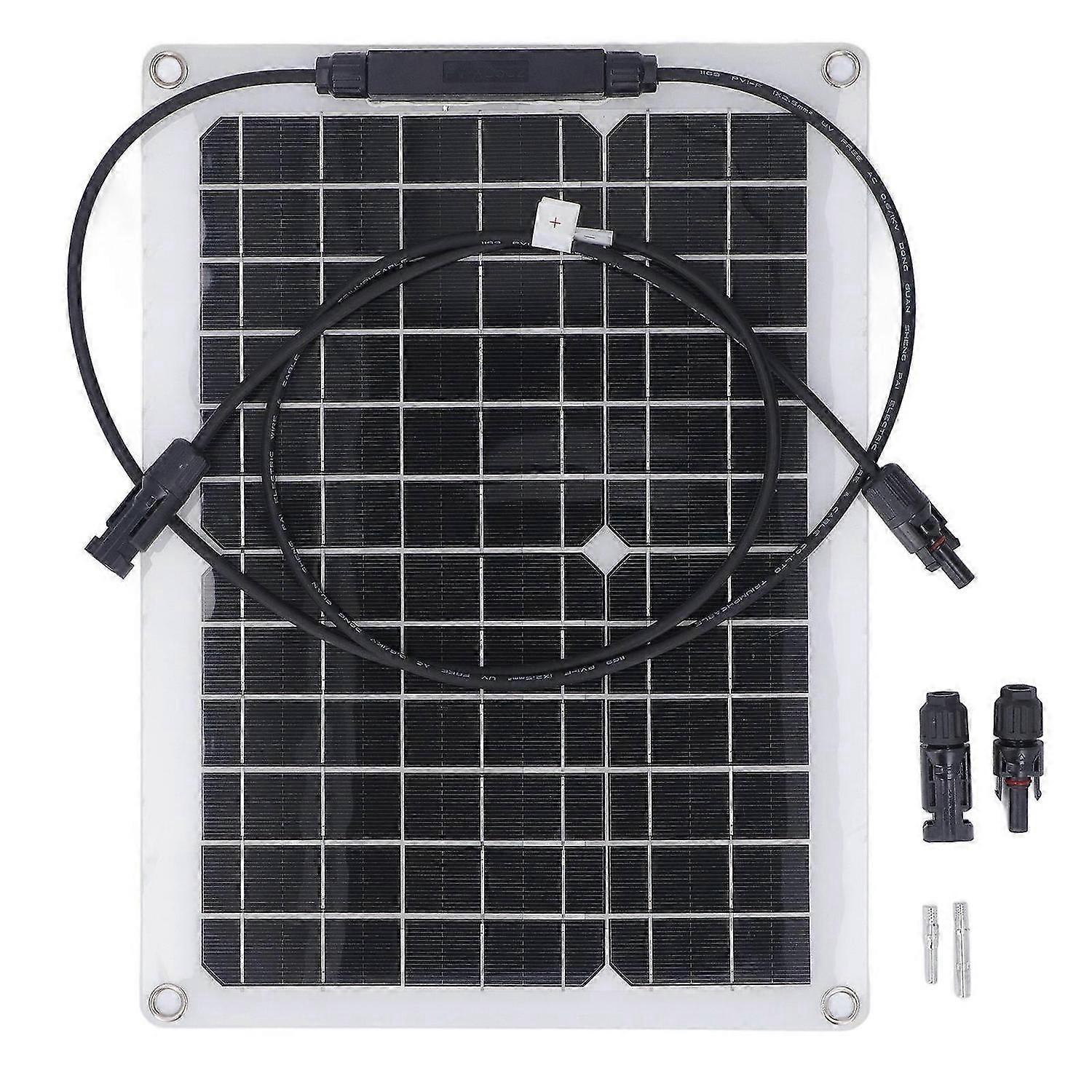 Small Solar Panel Flexible Kit 18V 15W for Battery Charging Security Camera Automatic Gate Chicken Coop Boat Off Grid