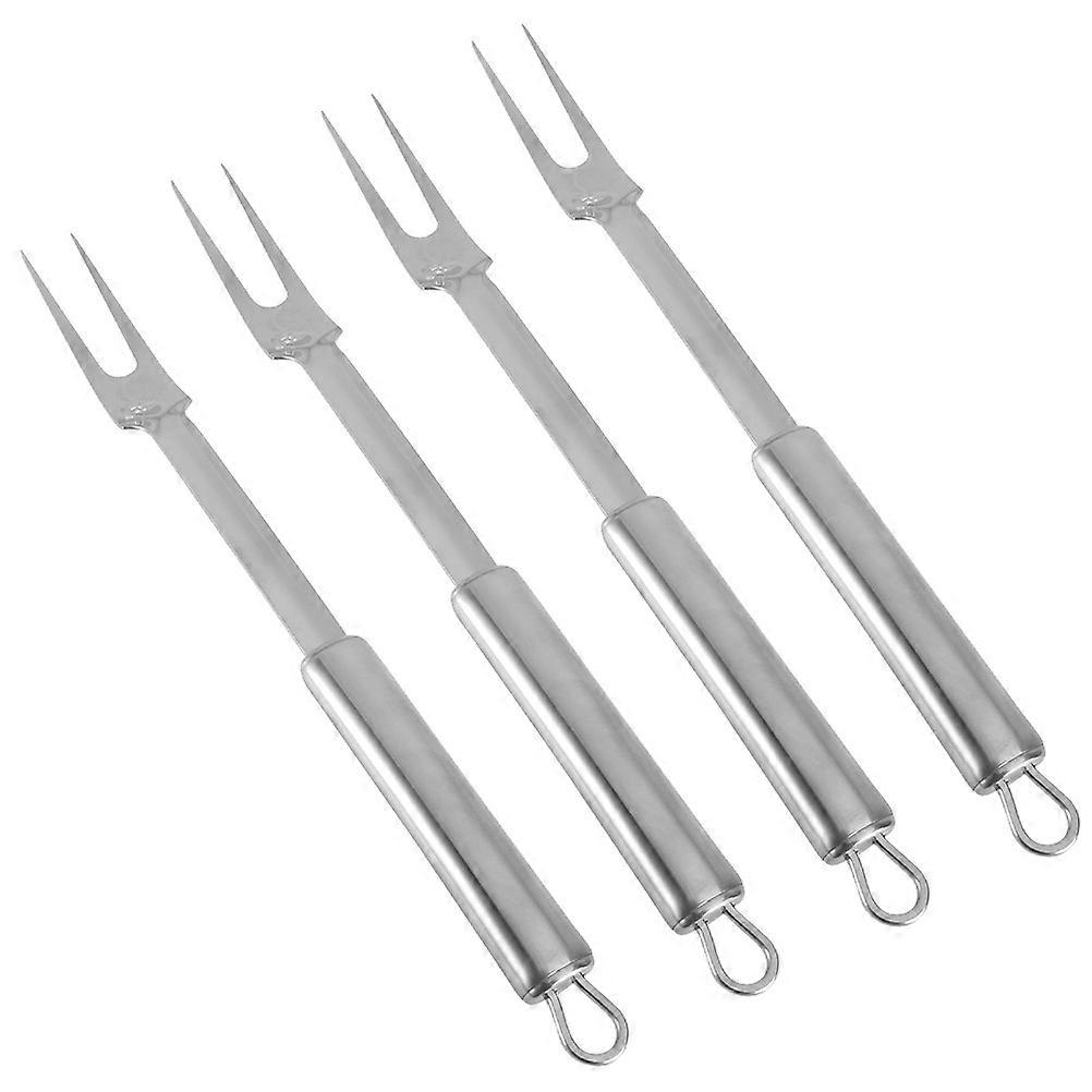 Stainless Steel Barbecue Forks for Home with Double Grip and Hanging Hole Design 4pcs