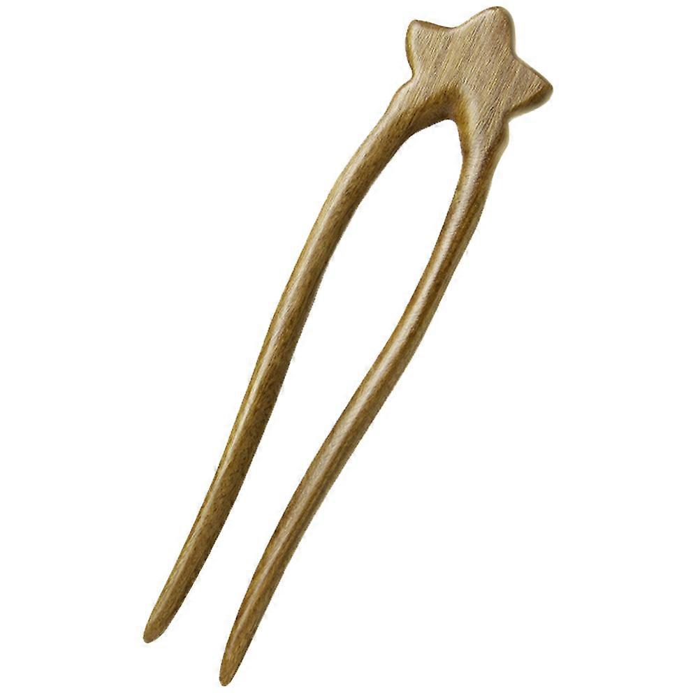 U Shaped Wooden Hair Stick for Women, Elegant Chinese Style Hair Chopstick with Star Accents, Versatile for Daily Wear, Parties and Special Occasions