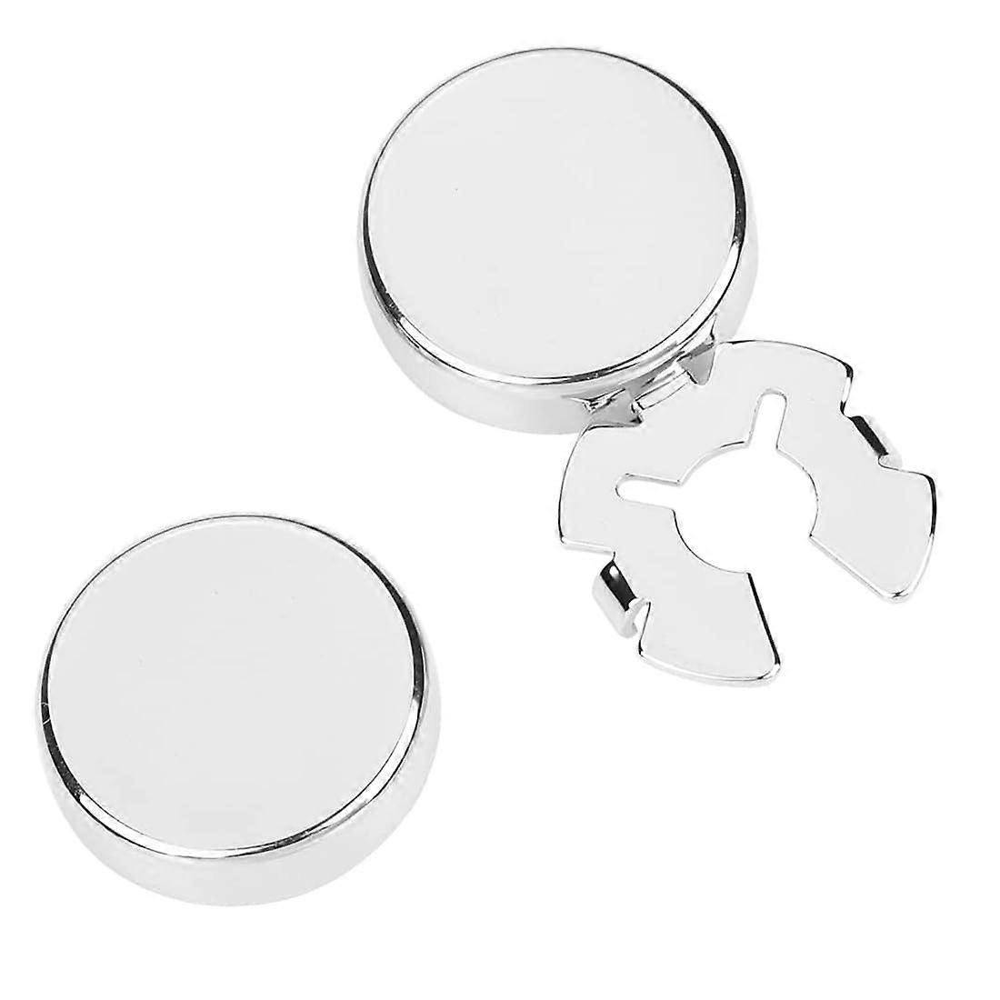 2 Pcs Button Covers for Men, Vintage Round Cufflinks for Weddings, Formal Events, Silver Finish, Elegant Design