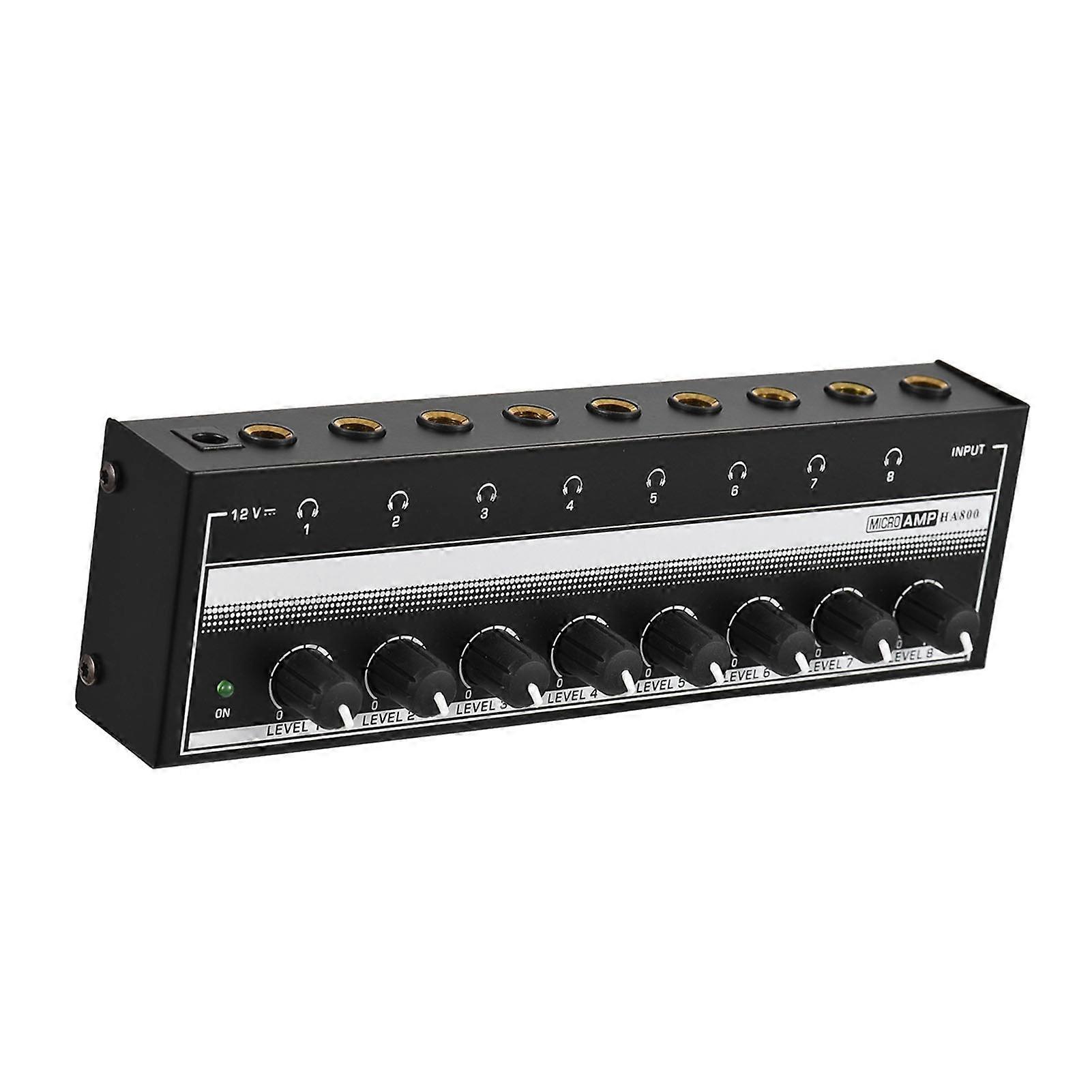 HA800 Headphone Amplifier Audio Amp. Ultra-compact 8 Channels Mini Audio Stereo Microphone AMP. with Power Adapter