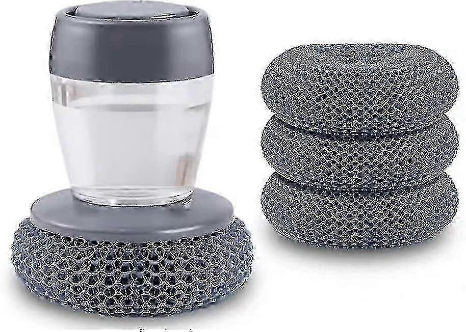 WXHReplaceable Dishwashing Brush With Soap Dispenser 3 Pcs