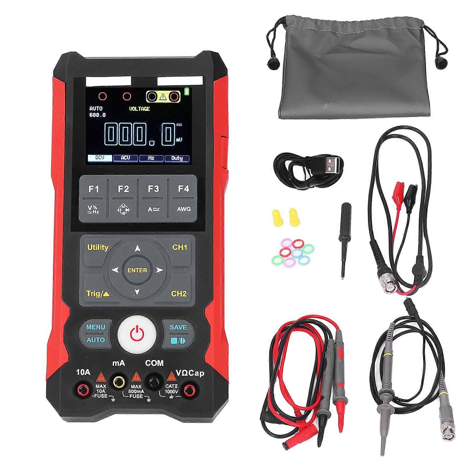 3 in 1 Digital Oscilloscope Handheld Waveform Multimeter Signal Generator Built in Battery