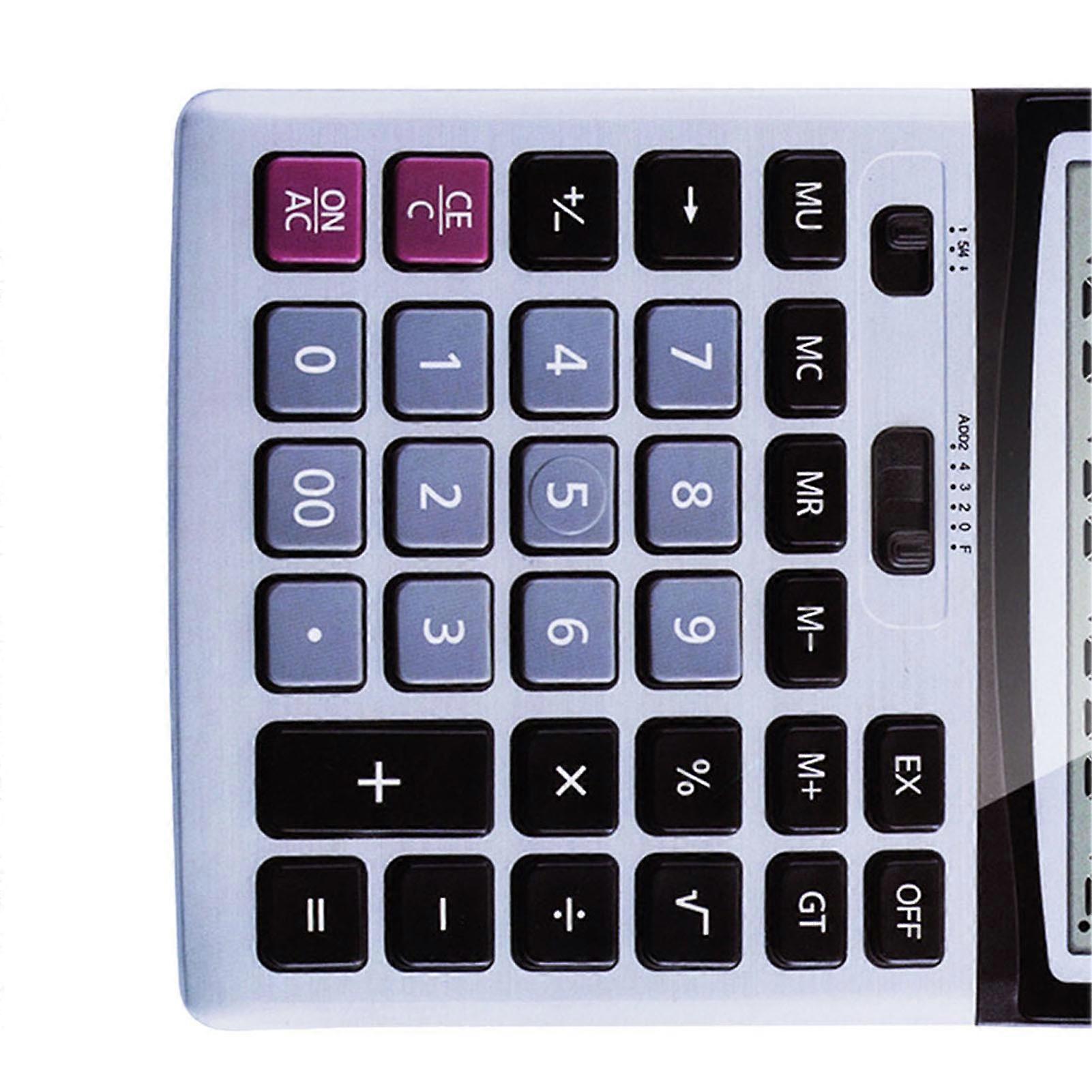 Dual Power Electronic Calculator Solar Powered Desktop Calculator 12 Digits Large Screen Calculators Silver
