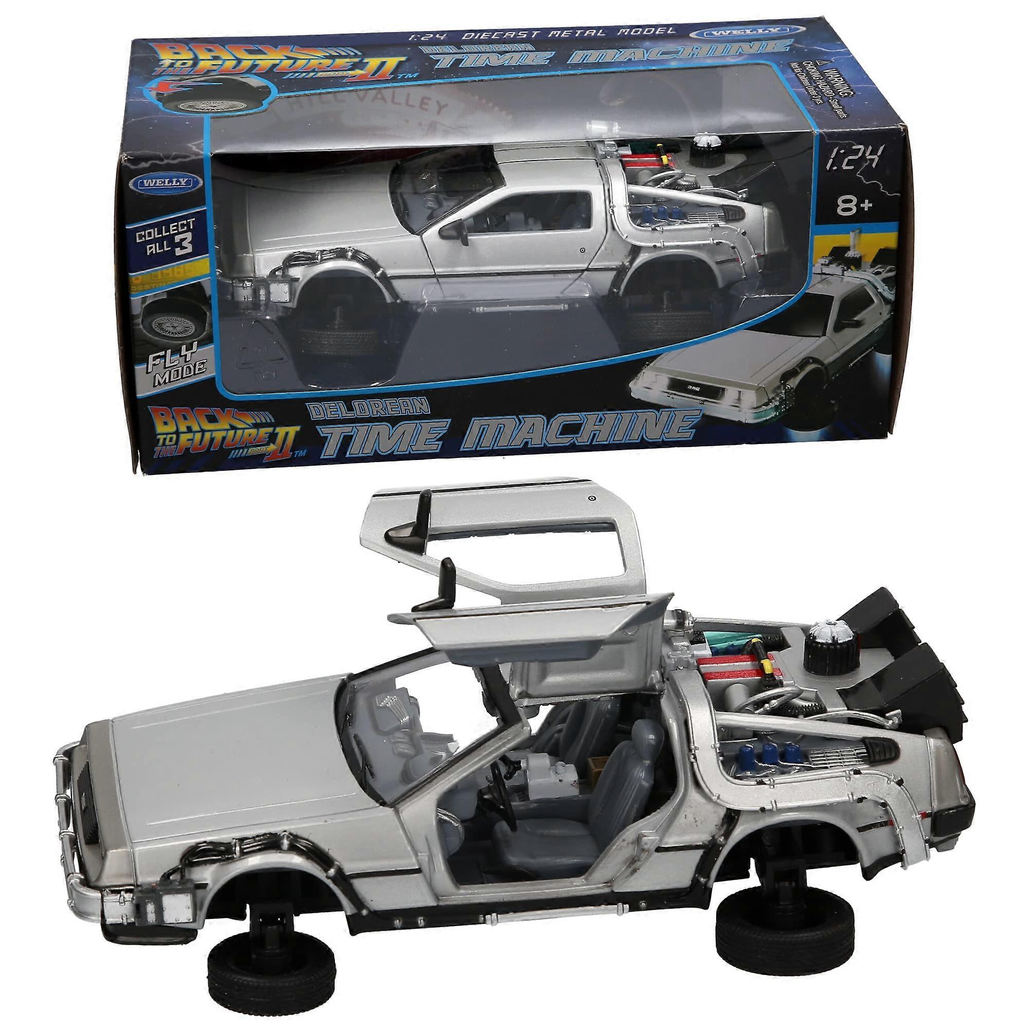 9078 Back to The Future II Delorean Collectible Model Car, Silver Die-Cast 1:24 Scale, Detailed Design