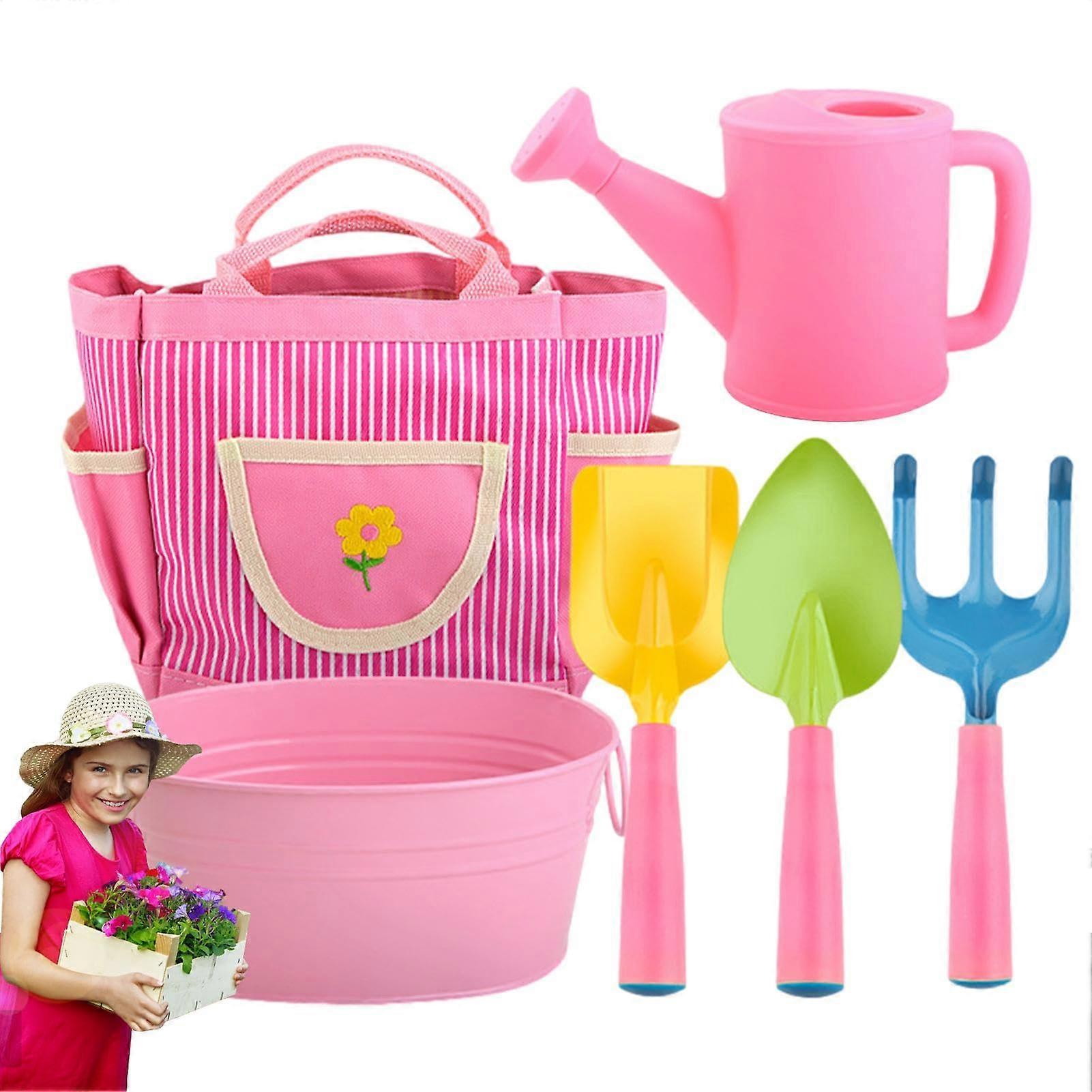 Garden Tools For Kids 6-Piece Tool Set With Tote Bag Rake And Weeding Tools For Lawn Care