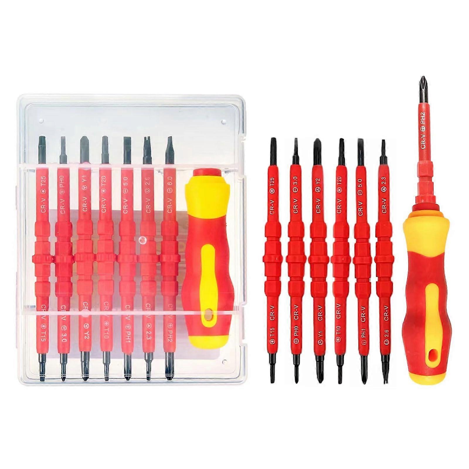7in1 Insulated Screwdriver Set, Electrician's Screwdriver Kit with Handle, Reversible Interchangeable Screwdriver, Electrical  Tool Set