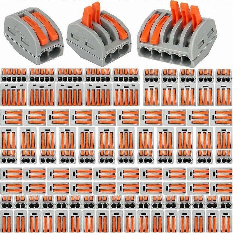 110pcs Compact Wire Connectors, Electrical Connector Blocks, 55pcs 2-Port Clamp/45pcs 3-Port Clamp/10pcs 5-Port Clamp