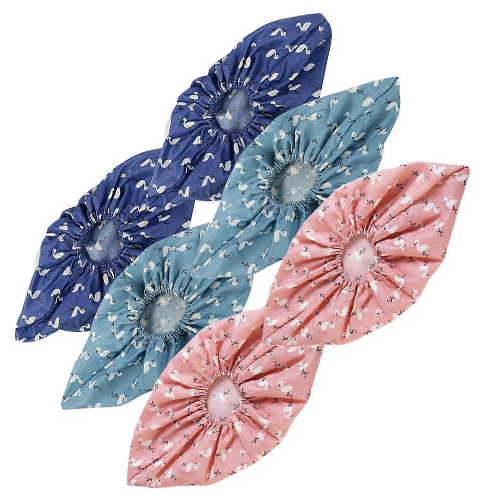 Portable Shoe Covers Non-slip Floor Protector for Home Use Pink Flamingo Pattern 3 Pair Set