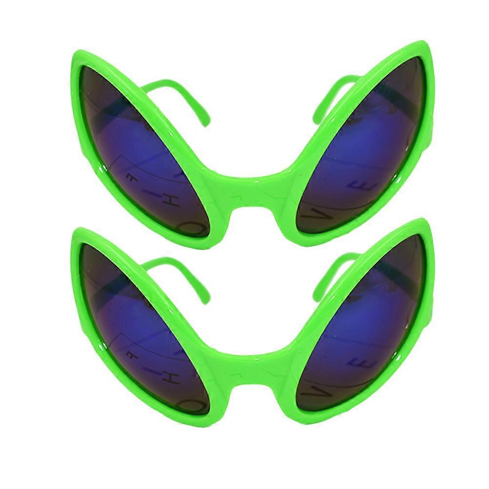 ET Shaped Sunglasses for Alien Costume Party with Durable AC PC Material and Bright Green Color 2 Pcs