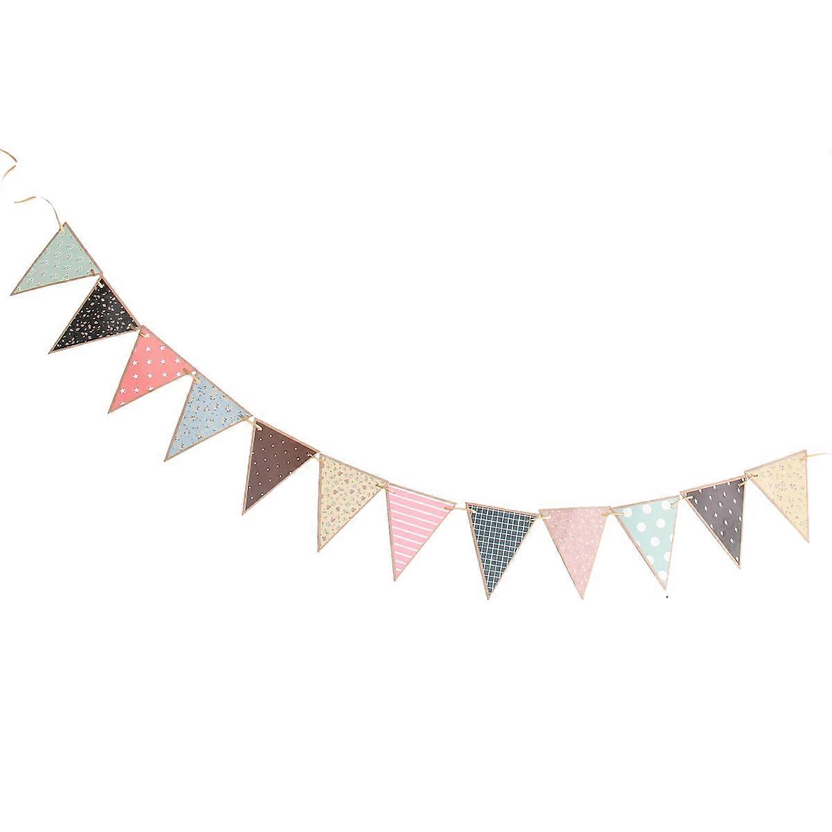 Decorative Bunting Triangle Banner Flags Paper Photo Backdrop For Birthday Celebration 1Pack