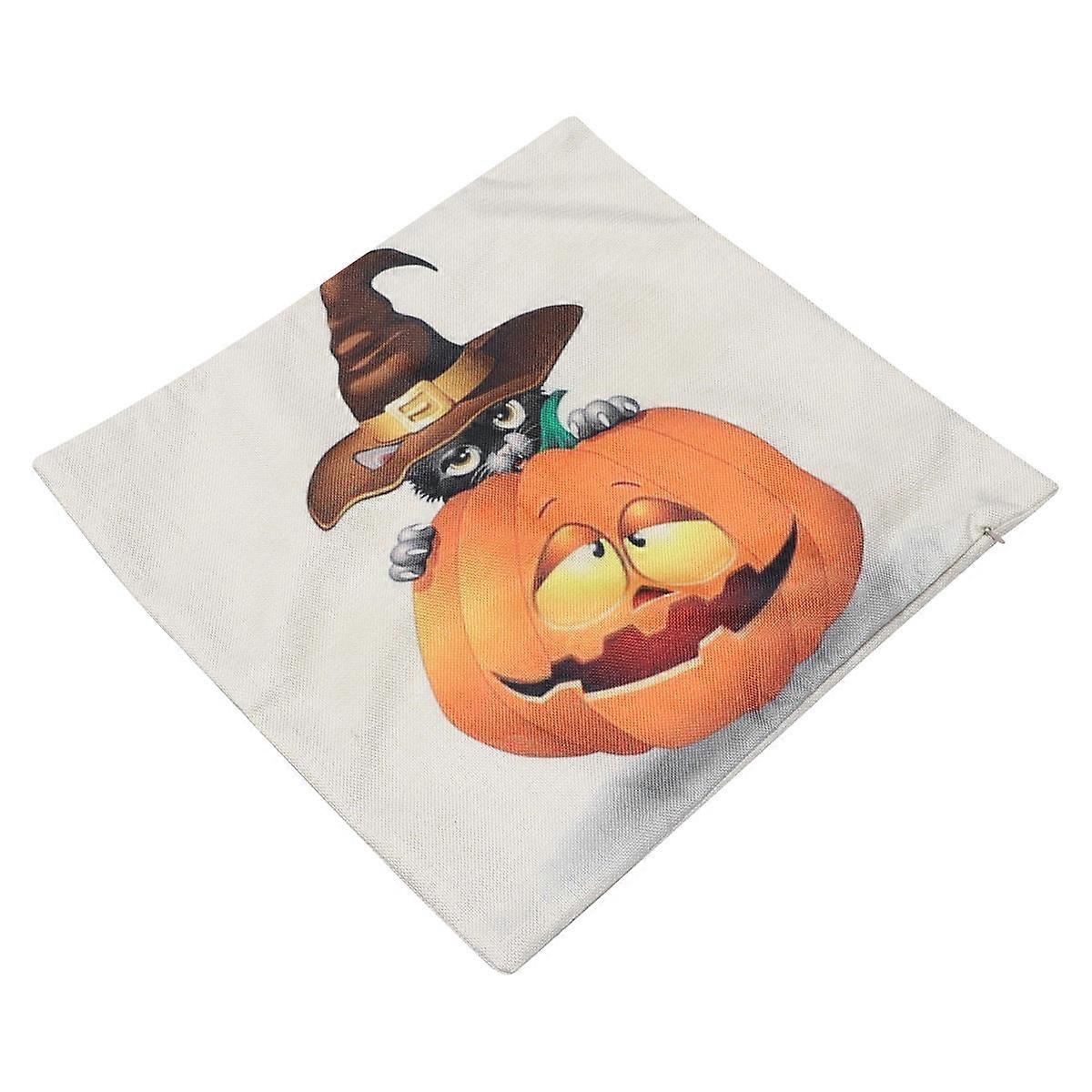 Halloween Pumpkin Pillow Case Protective Decorative Multi Color 45x45cm Cotton Linen Square Sofa Cushion Cover 1Pcs