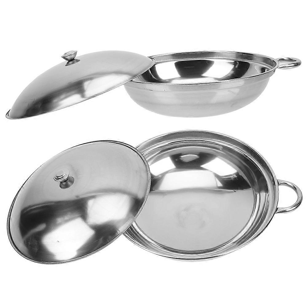 2pcs Stainless Steel Double Handle Pot Versatile Kitchen Cookware