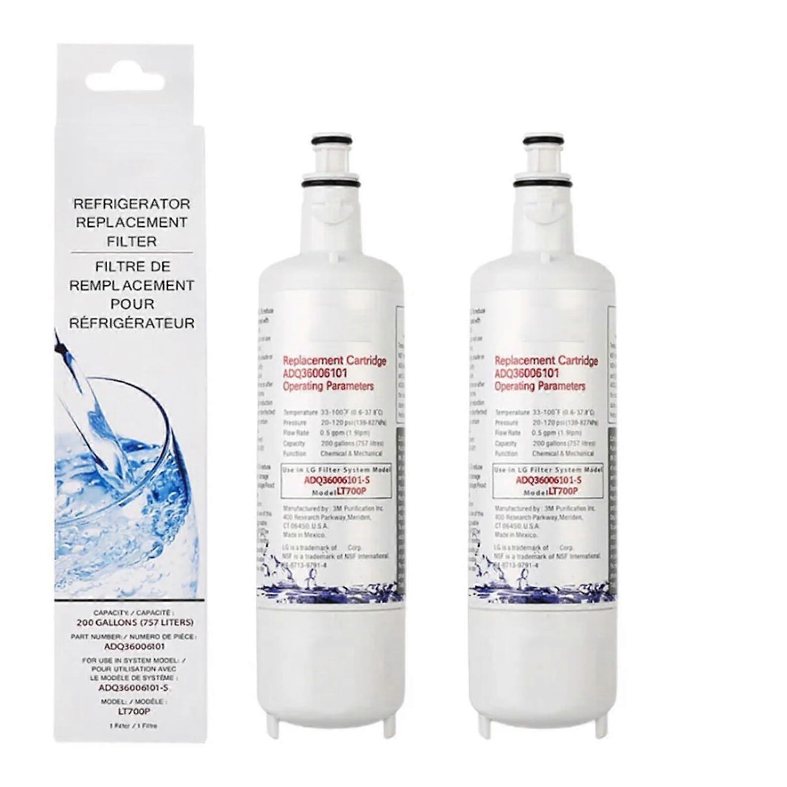 LT700P Fridge Water Filter, Compatible with LG ADQ36006101 ADQ360061102 ADQ75795103 RWF1200A (2pcs) 2 Pieces.