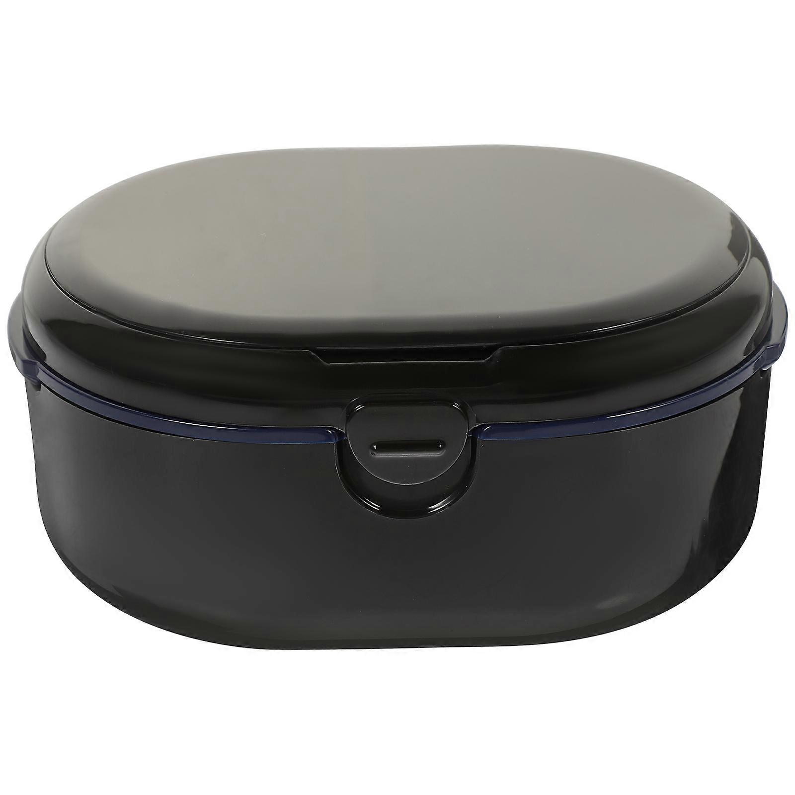 Portable Denture Box for Orthodontic Retainers Storage Black ABS Material 3 5 x 2 8 x 1 6 Inches