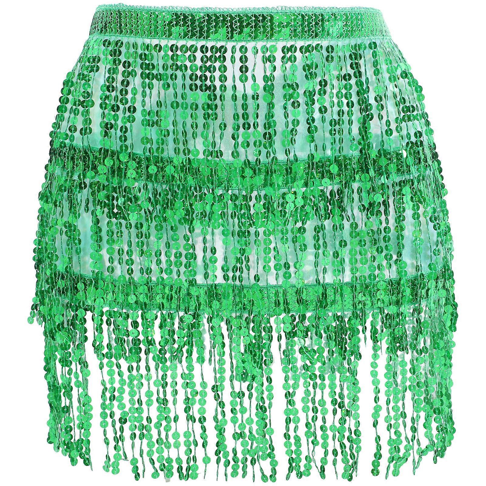 الترتر الرقص الشرقي وشاح الورك المرأة تعزيز الأداء زي الحفلات الزي الصيفي 87.00X35.0.3 سم 1 مجموعة