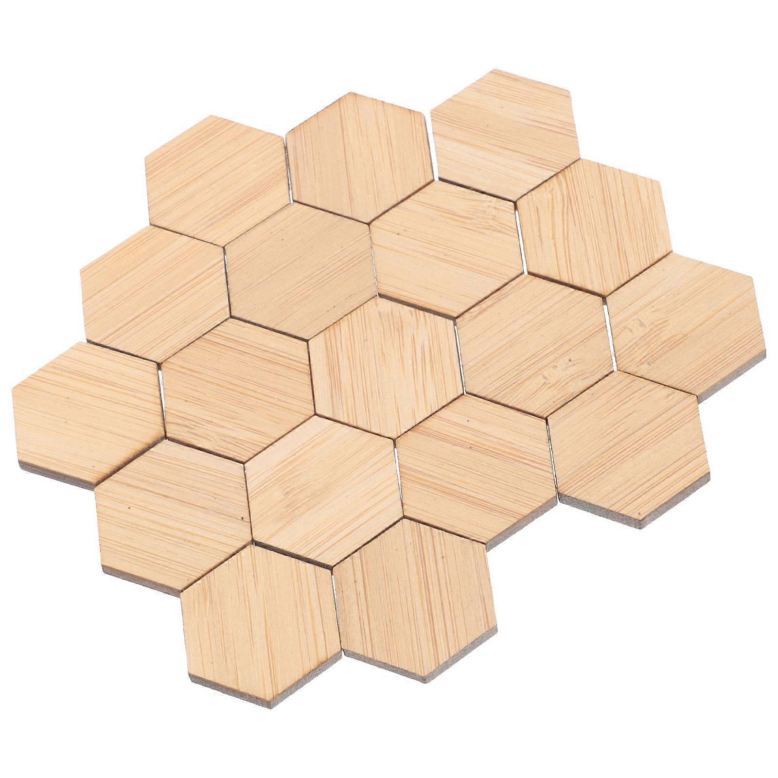 24 pcs Khaki Bamboo Doll House Miniature Flooring Decorative Hexagon Floorboards for Home Decoration