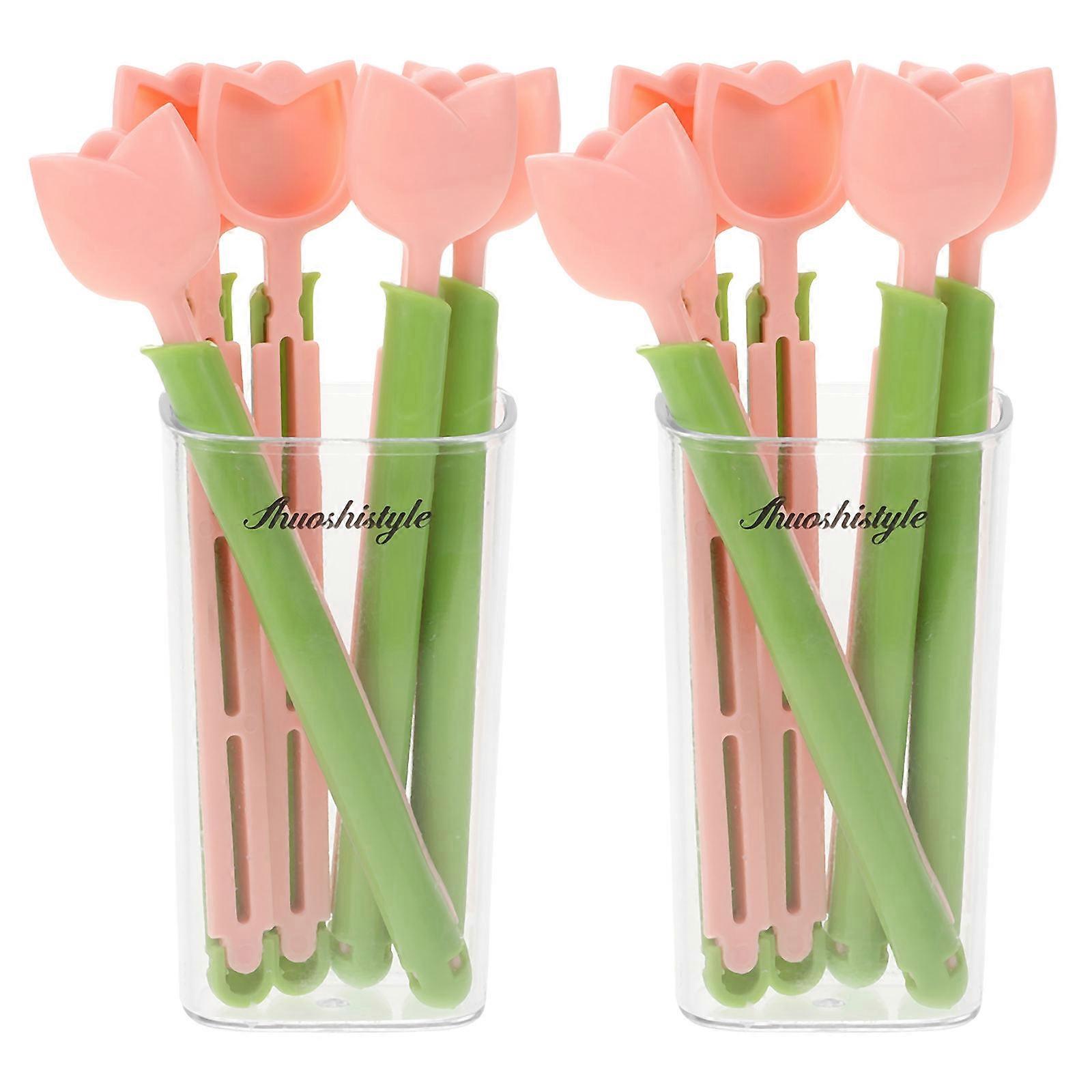 Sealing Clip With Magnet Tulip Shaped Food Bag Sealing Clip Snack Packaging Pink 14.50X5.50X3.00CM Moisture-Proof 2 Sets