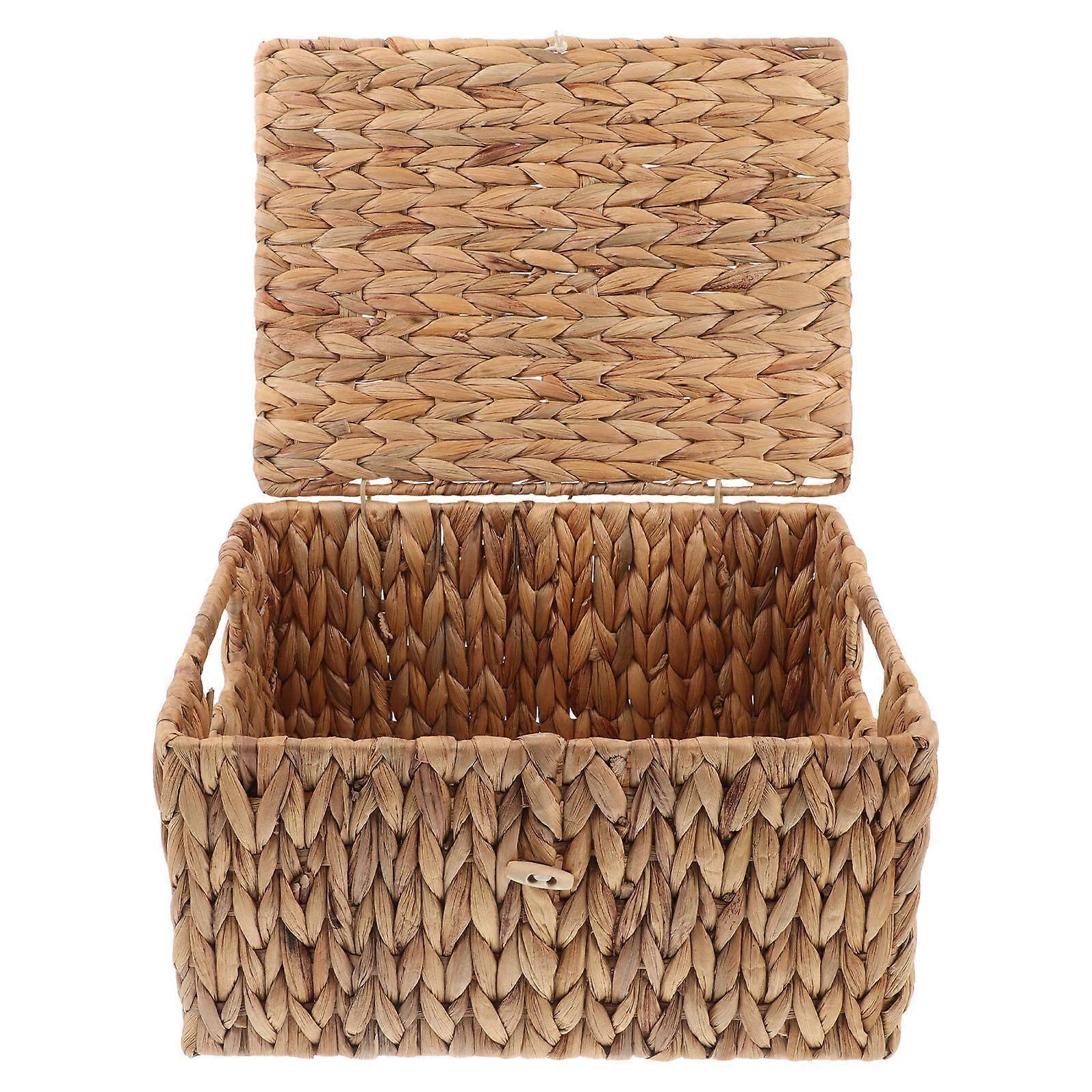 Rectangular Woven Basket Storage Box Decorative Heavy Duty Multifunctional Bin for Home Shelves