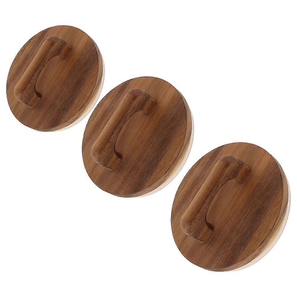 3pcs Airtight Wooden Lids with Silicone Seal for Wide Mouth Jars – Leakproof, Dustproof Storage Covers for Food & Crafts, Natural Acacia Wood Canning